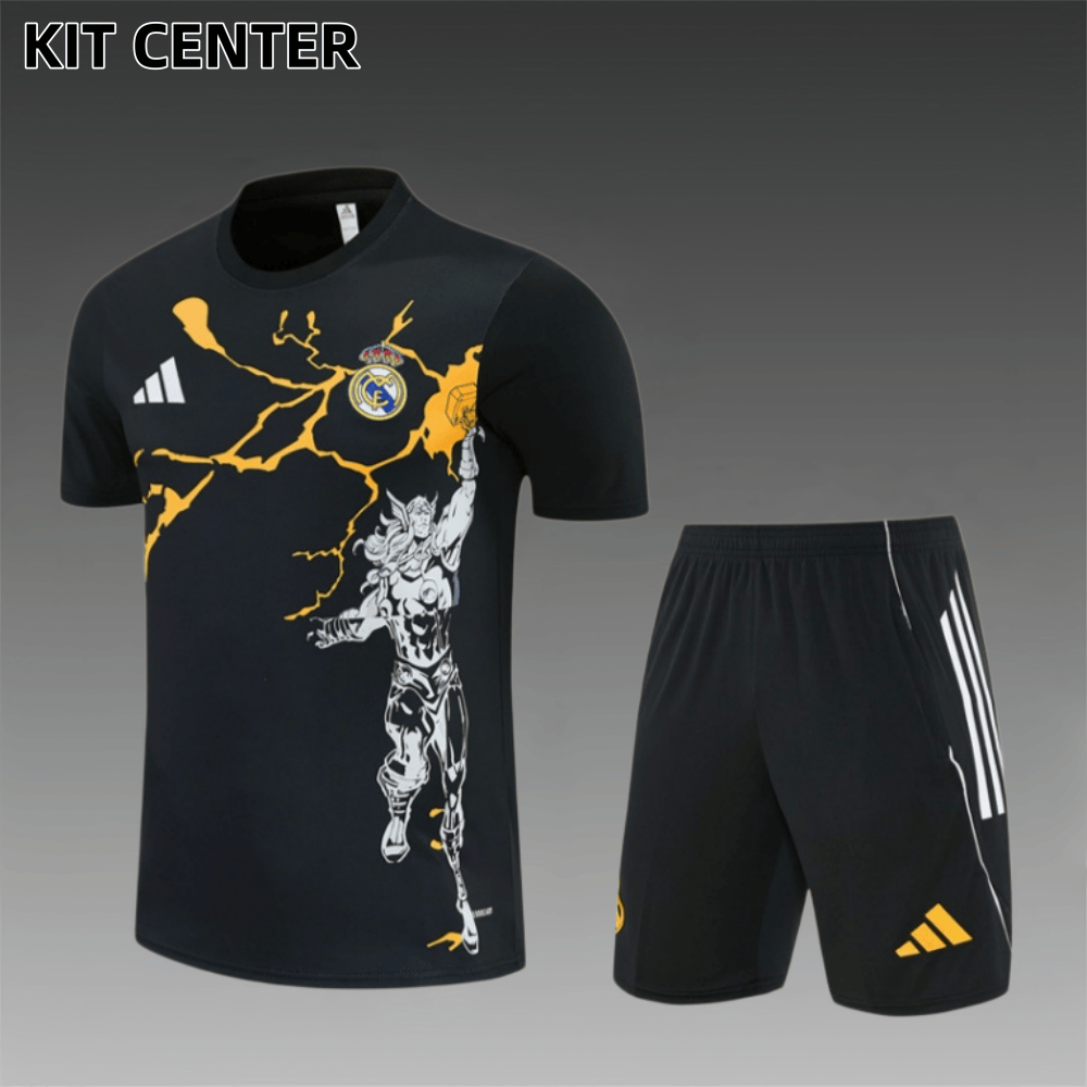 25/26 Real Madrid black Short Sleeve Training Wear ( Adult kit Kids )