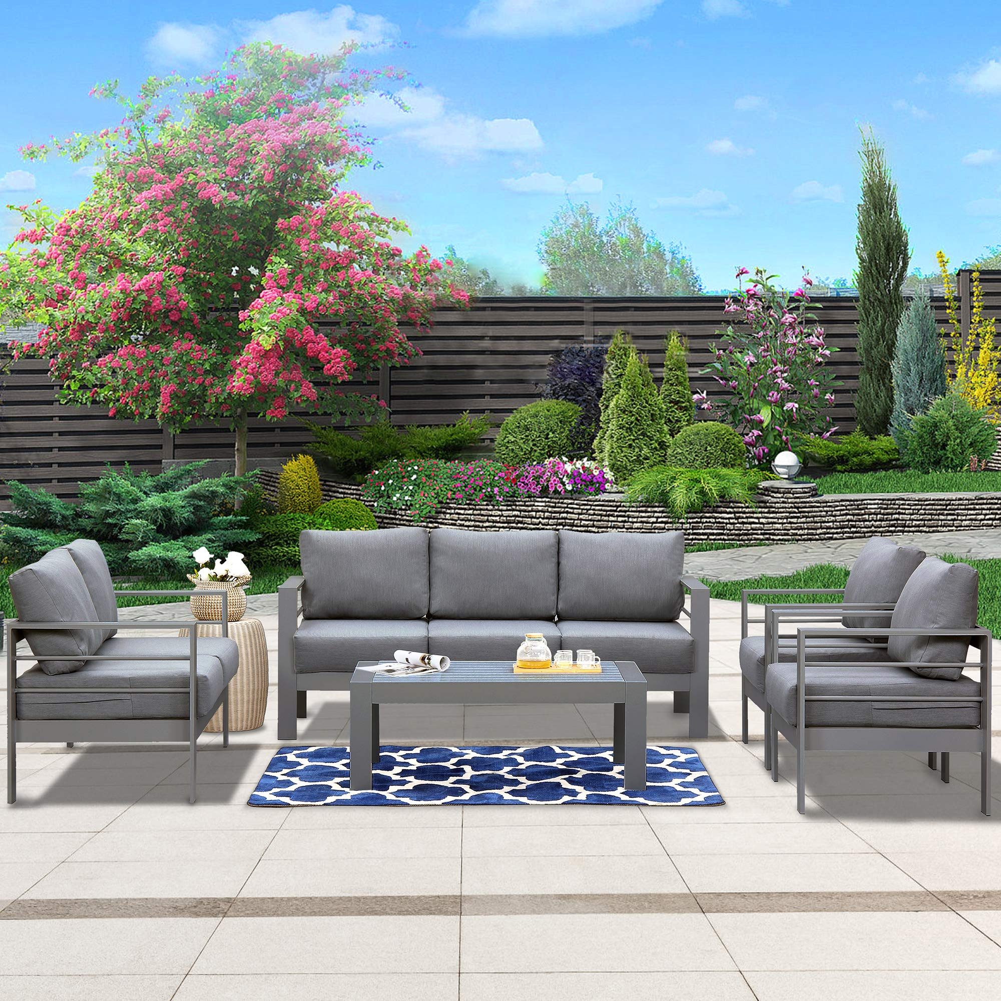 Aluminum Outdoor Patio Furniture Set, Modern Patio Conversation Sets