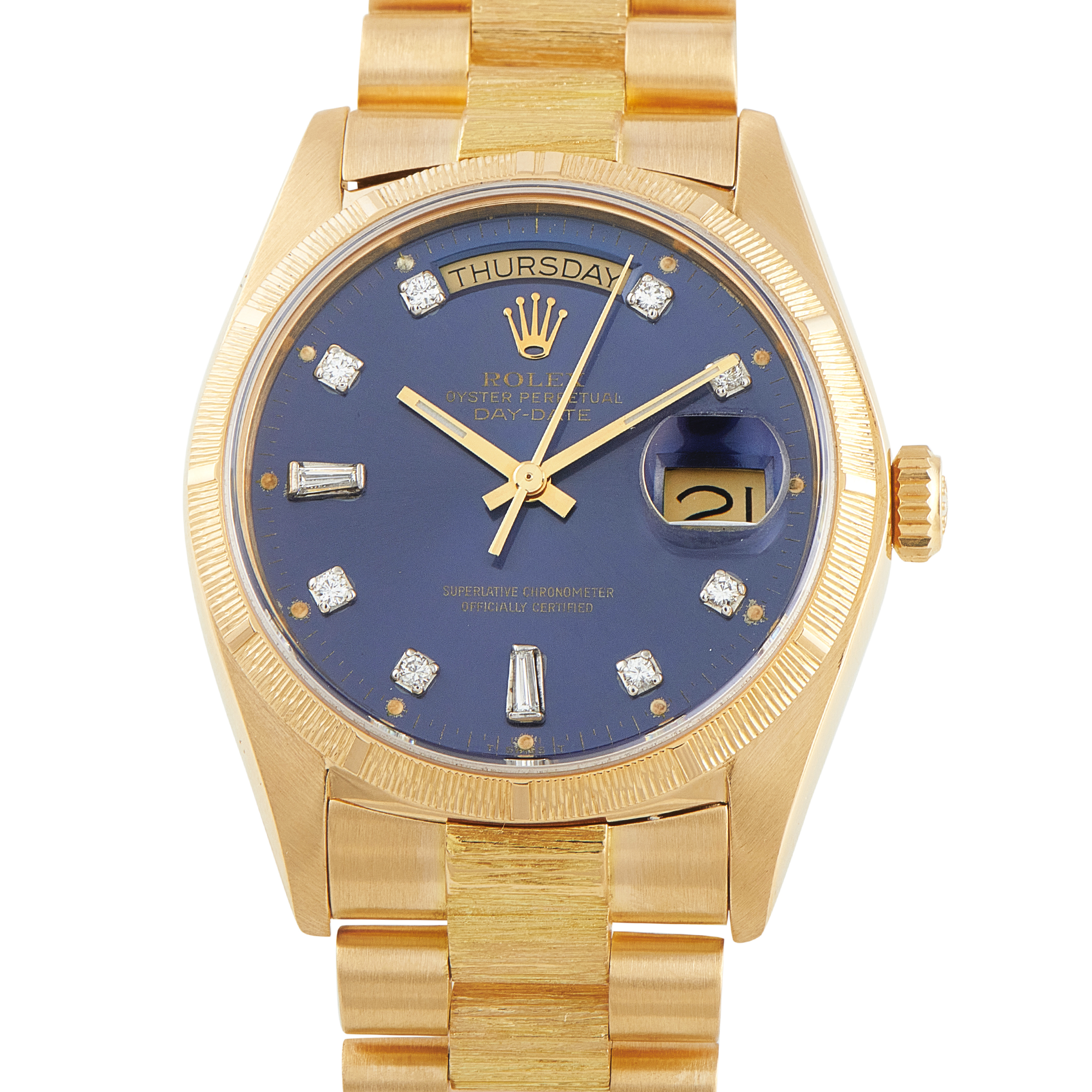 RolexDay-Date 36 Bark Blue Dial Yellow Gold President Watch 18078