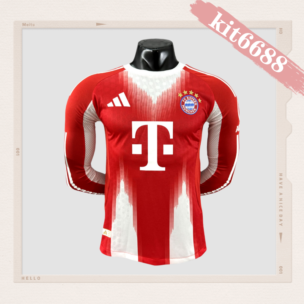 2025/2026 Bayern Munich Home Long Sleeve Football Shirt (Player Edition)