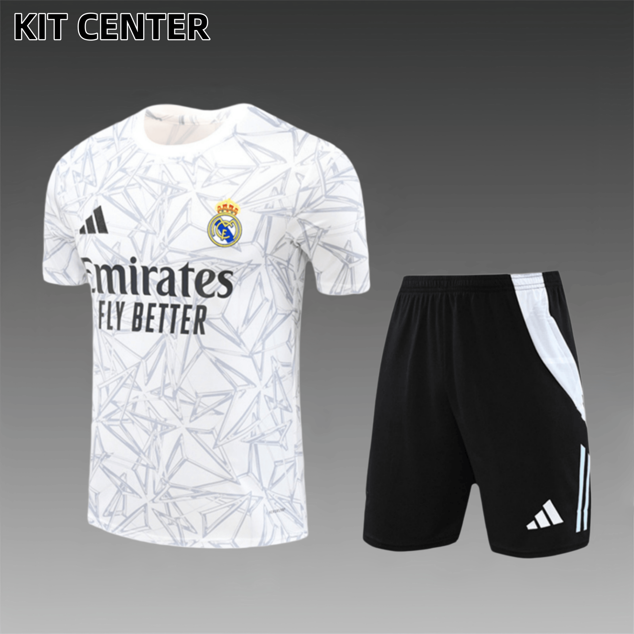 2024/2025 Real Madrid Grey Children's Short Sleeve Training Suit (Kids Kit)