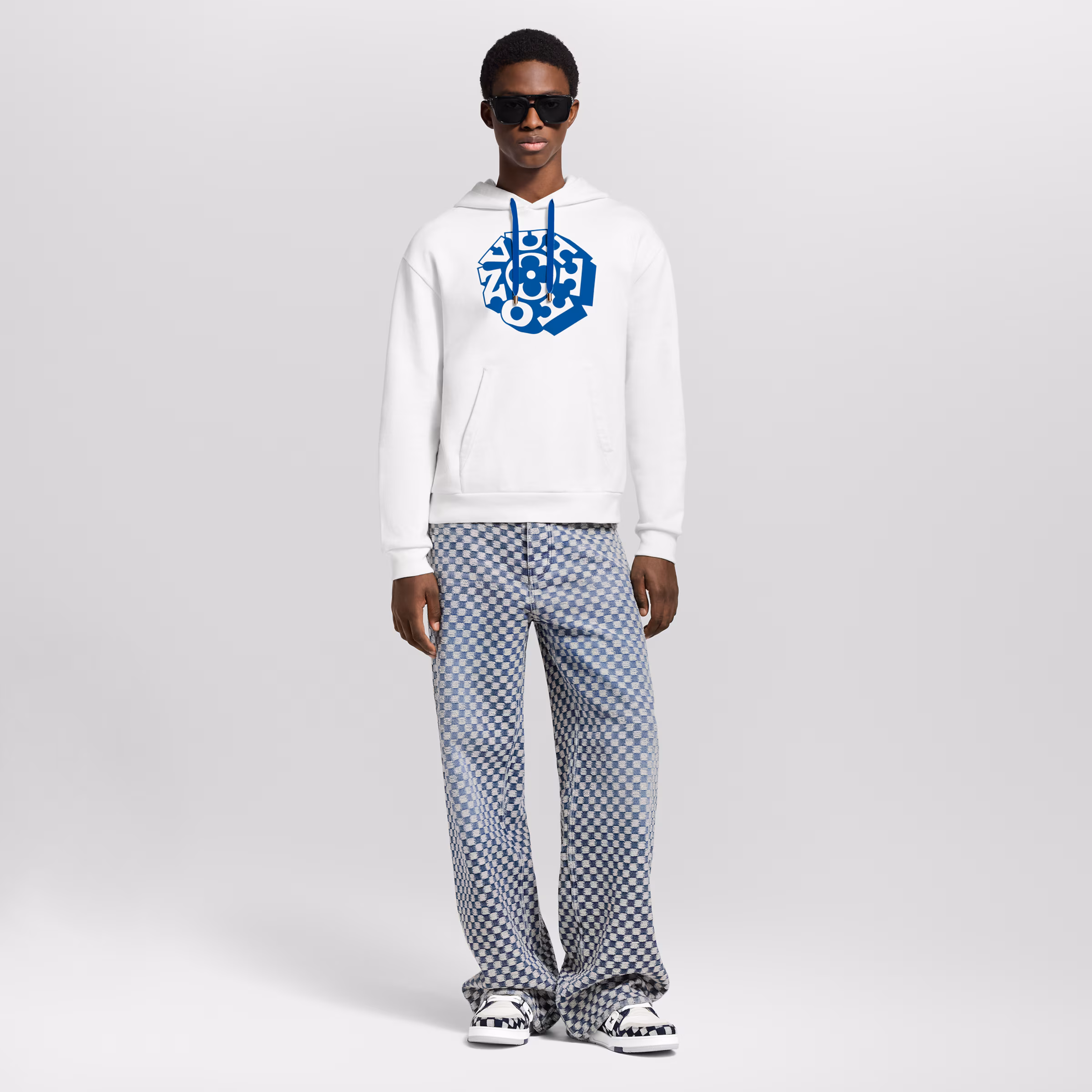 Sweat à capuche à signature imprimée LV