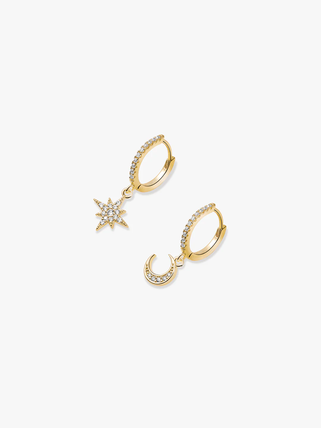 Pave Star & Moon Drops