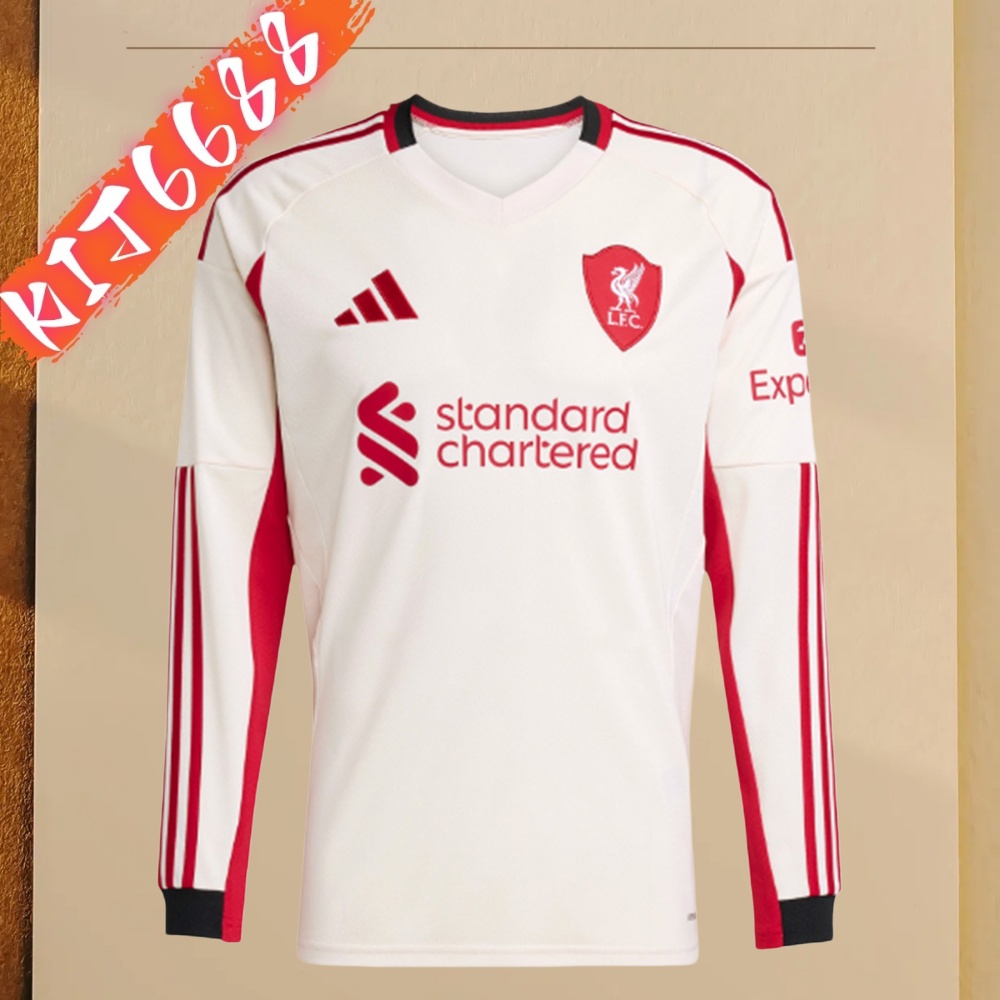 2025/2026 Liverpool Away Long Sleeve Football Jersey (Fans)