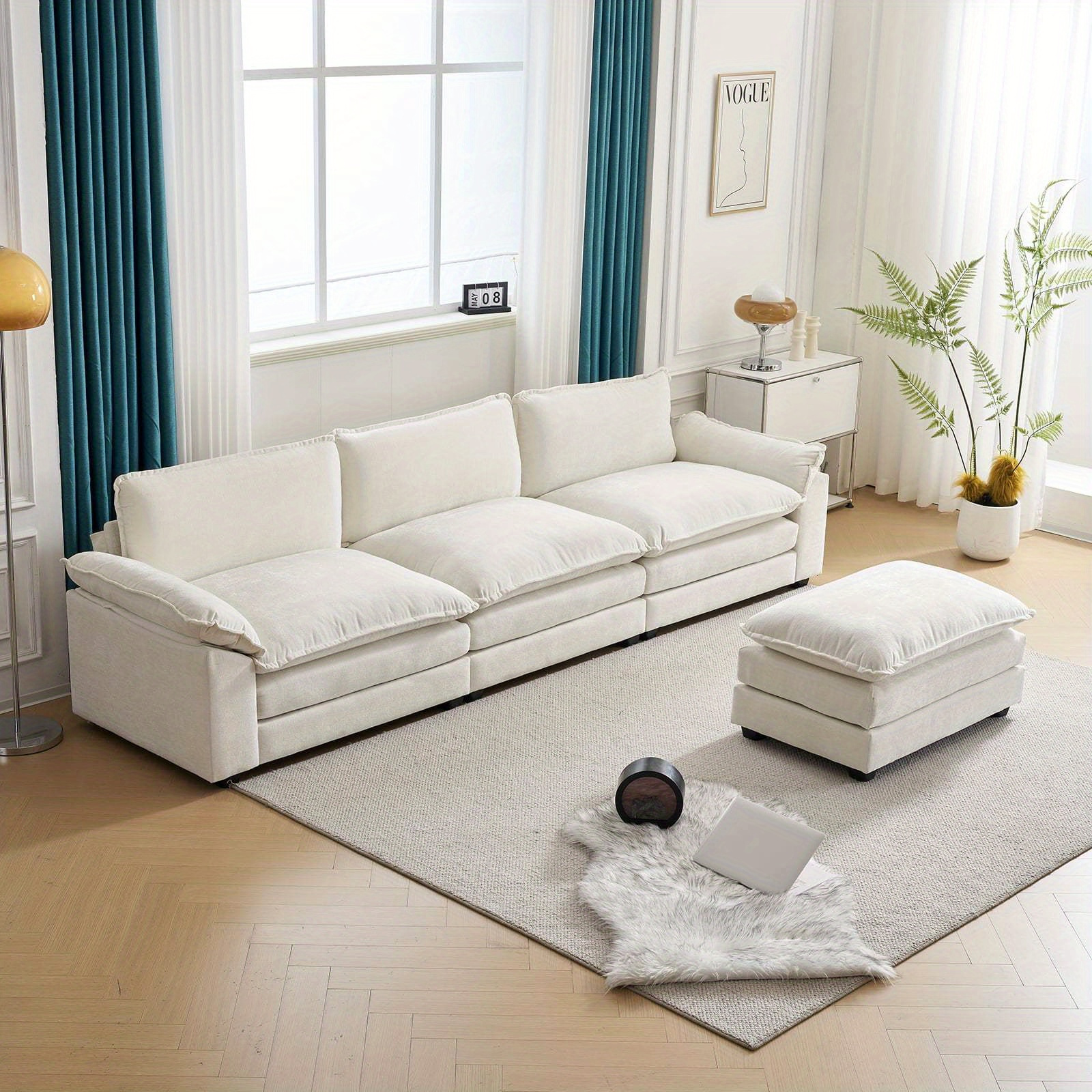 Double-layer modular sofa in chenille teddy velvet