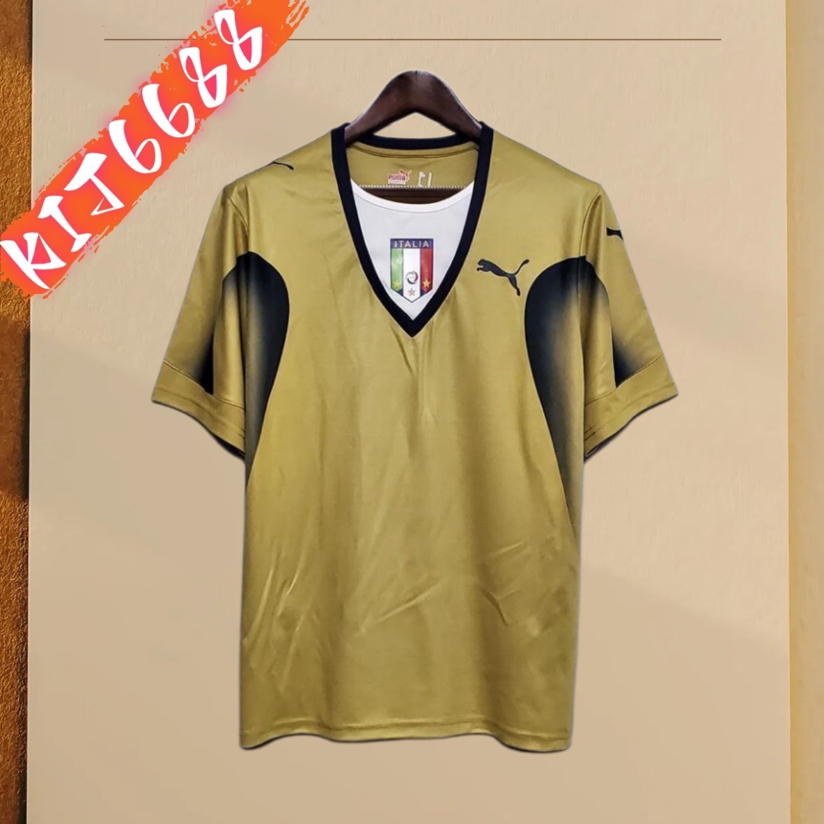 2006 Italy Golden Retro Football Shirt