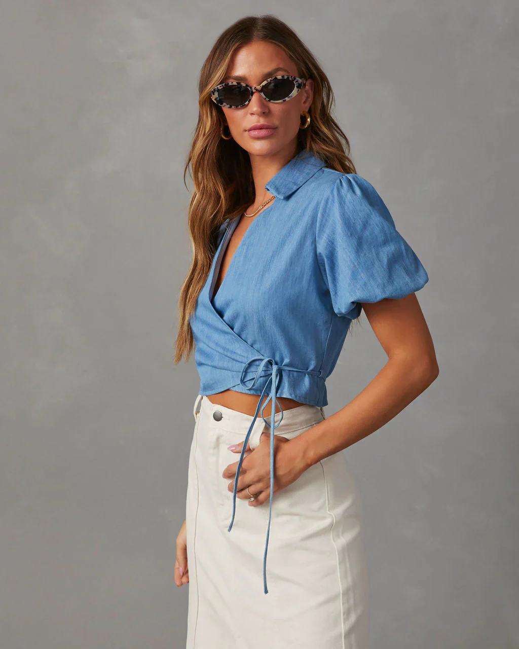 Allena Woven Wrap Top