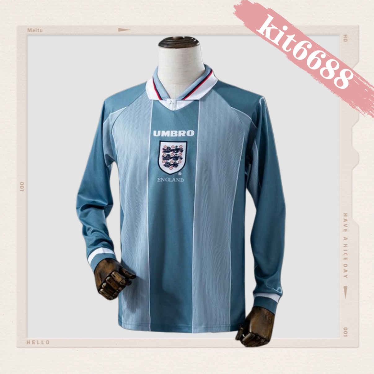 1996  England Away Long Sleeve  Retro Football Soccer jerseys