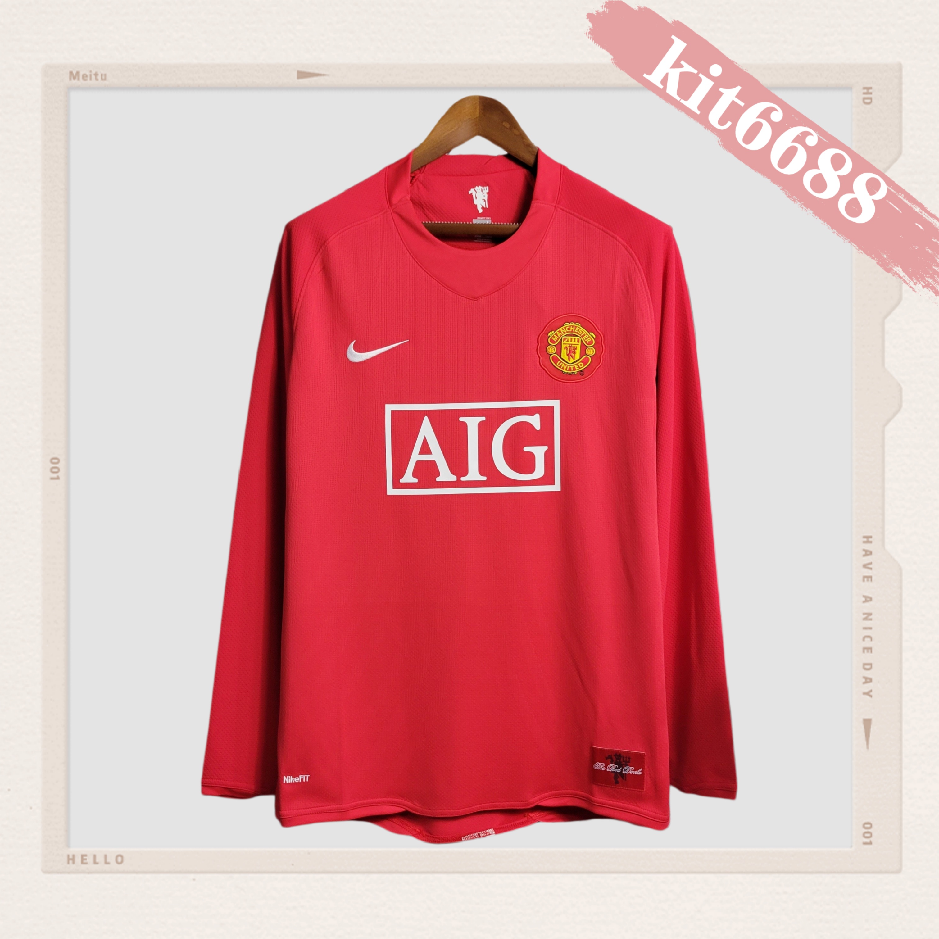 07/08 Manchester United home long sleeved retro football jersey