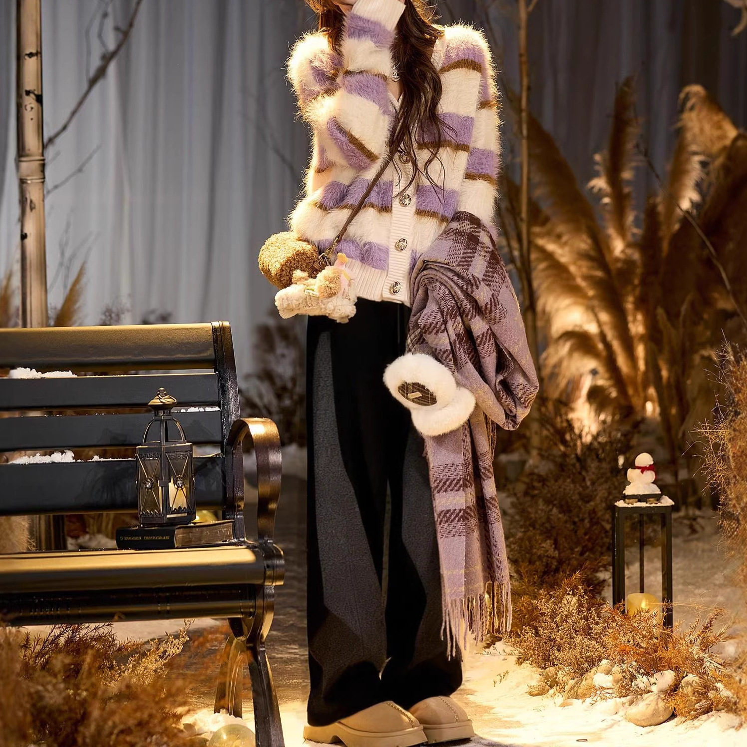 Cozy High-Waist Wide-Leg Winter Trousers