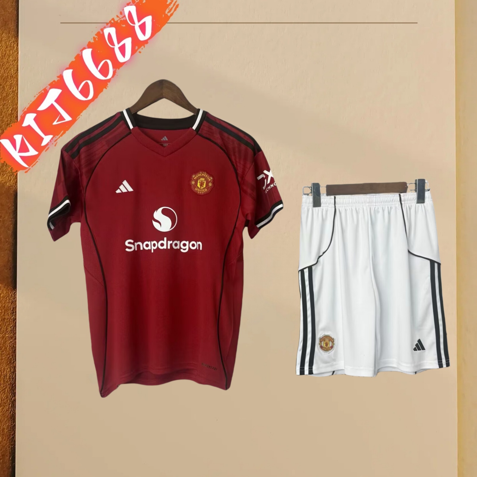 25/26 Manchester United home Football SoccerAdult Kids Kit socks