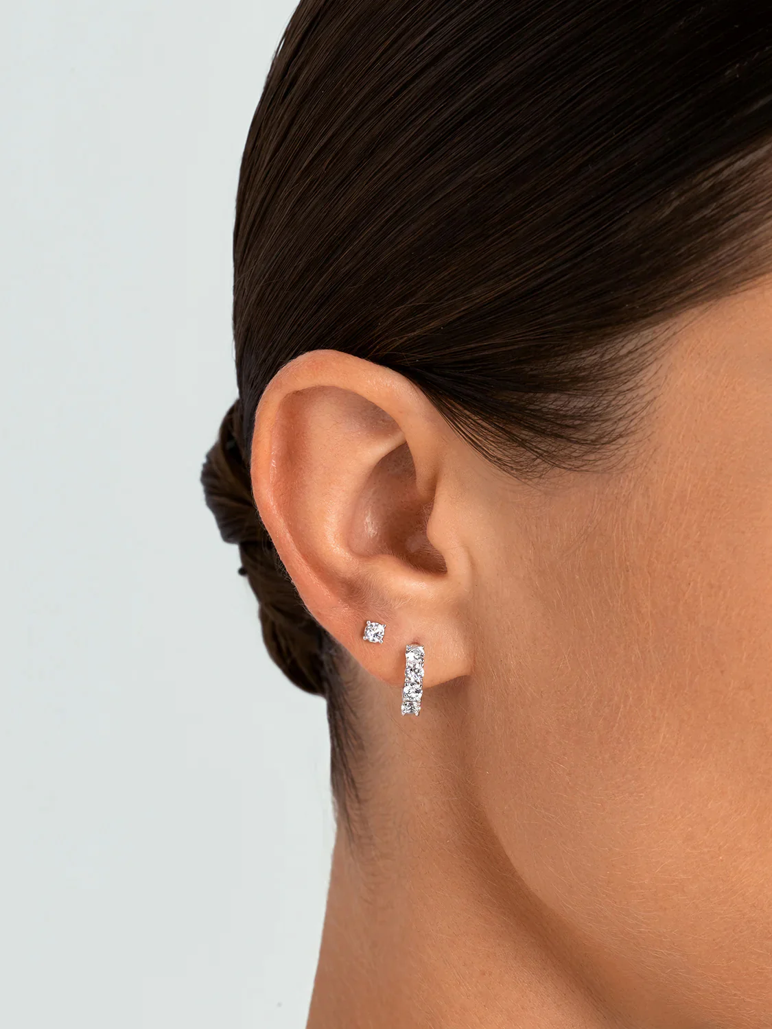 Silver Diamond Huggies