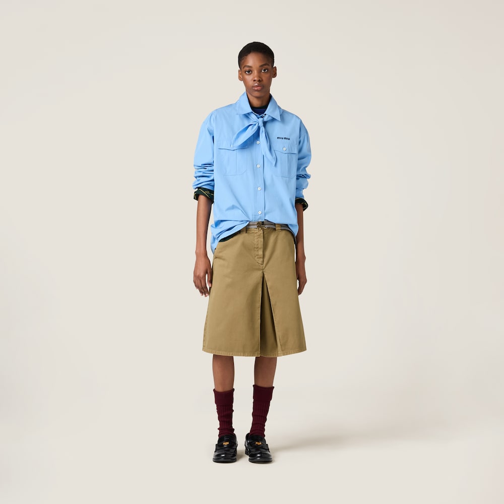 Poplin shirt with scarf