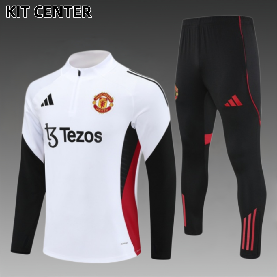 25/26 Manchester United white Half Zip Training Kit (Adult Kids Kit)