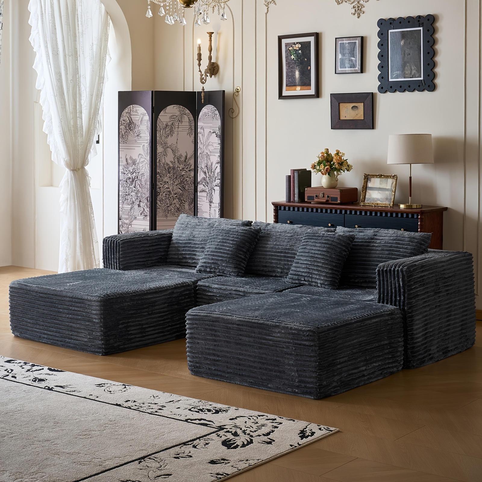 Memory foam sofa bed, extra-large comfortable living room sofa, multifunctional modular office chair bed - black, comfortable indoor seating| Modern modular sofa| Modular structure, living room sofa