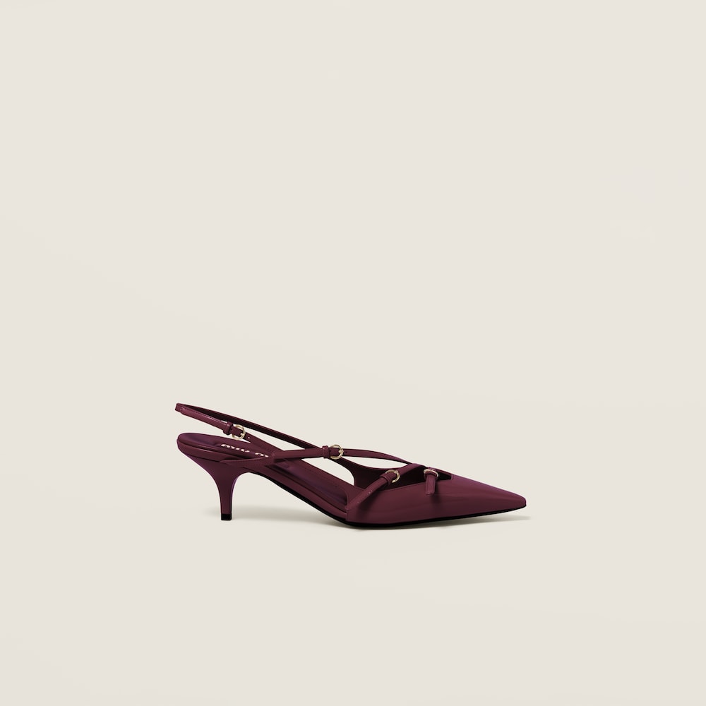 Patent leather slingbacks with buckles
