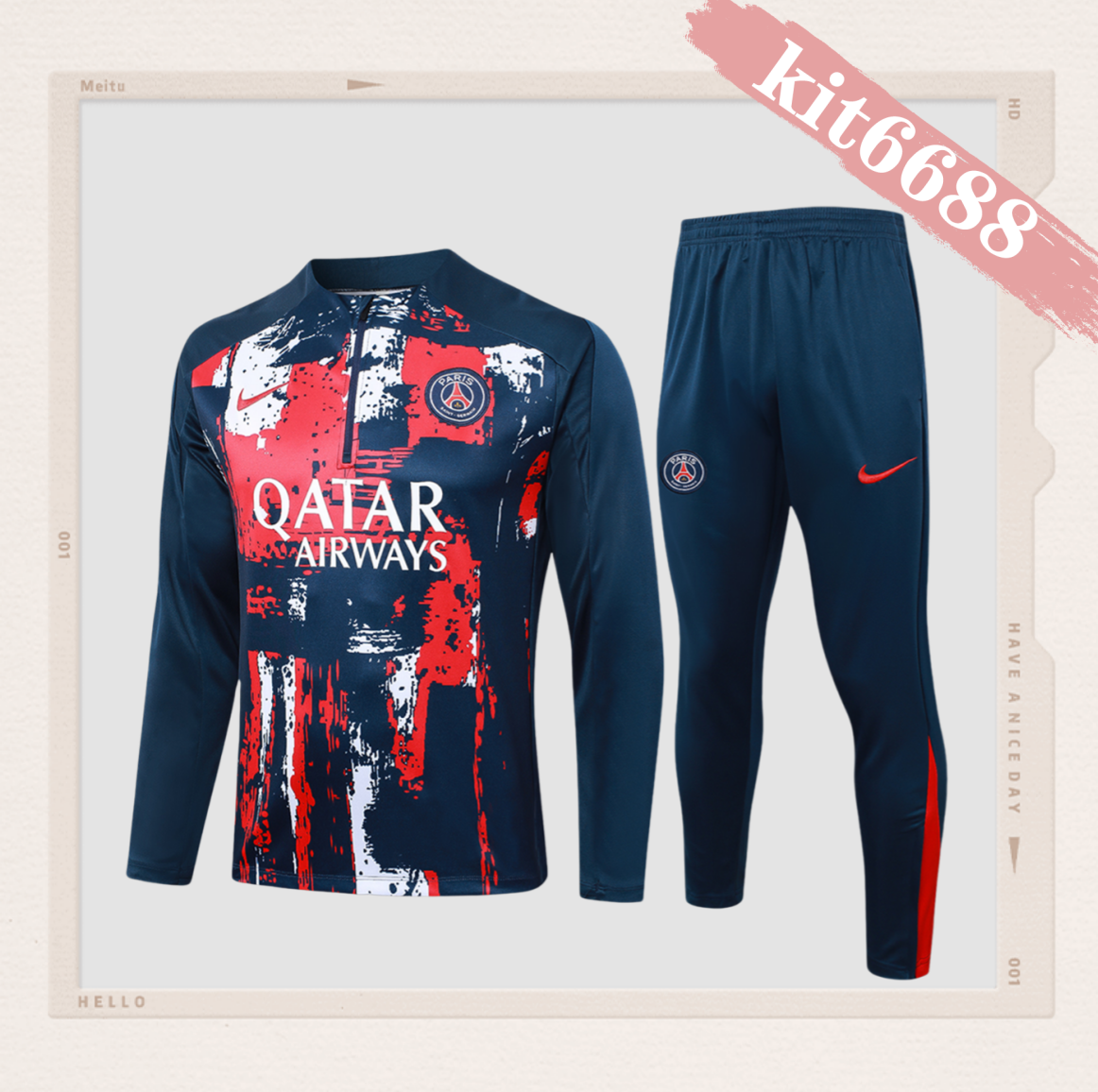 24/25 Paris Saint-Germain Half-Zip Tracksuit (Adult Kit)