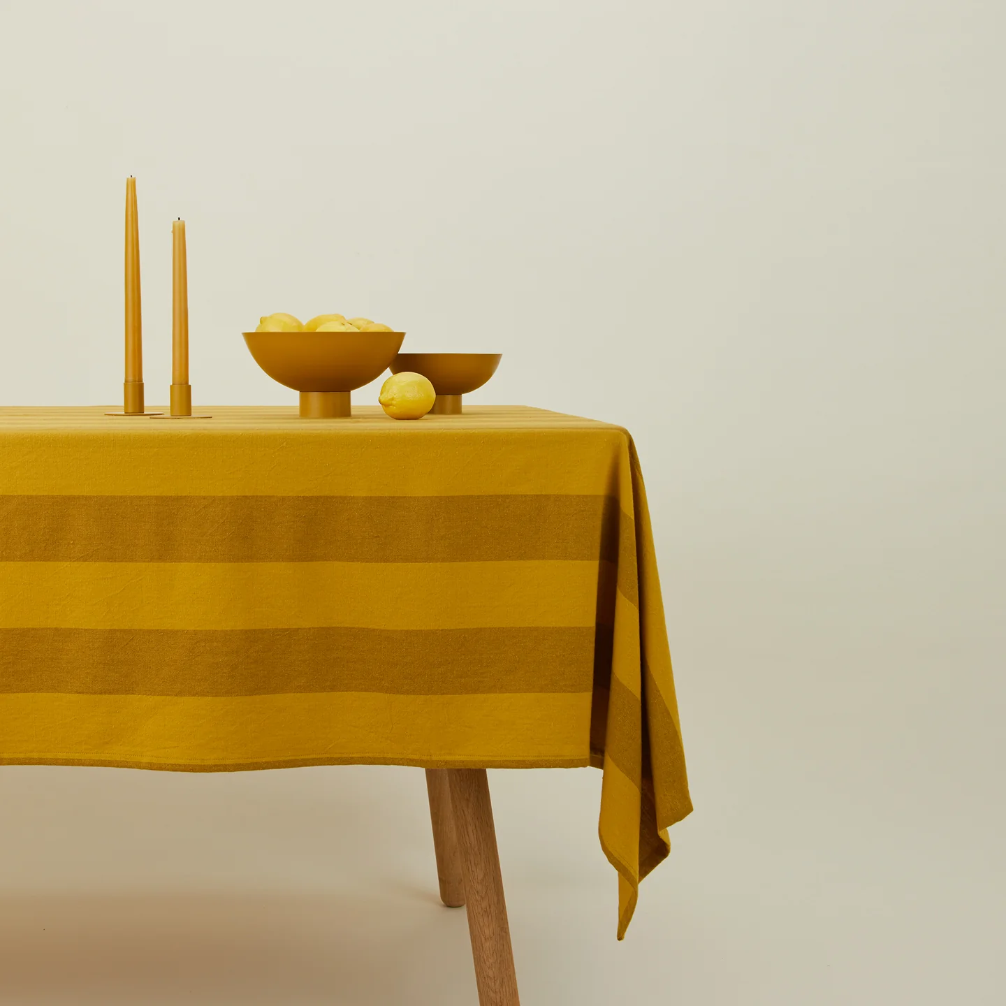 Essential Striped Tablecloth - Mustard/Bronze