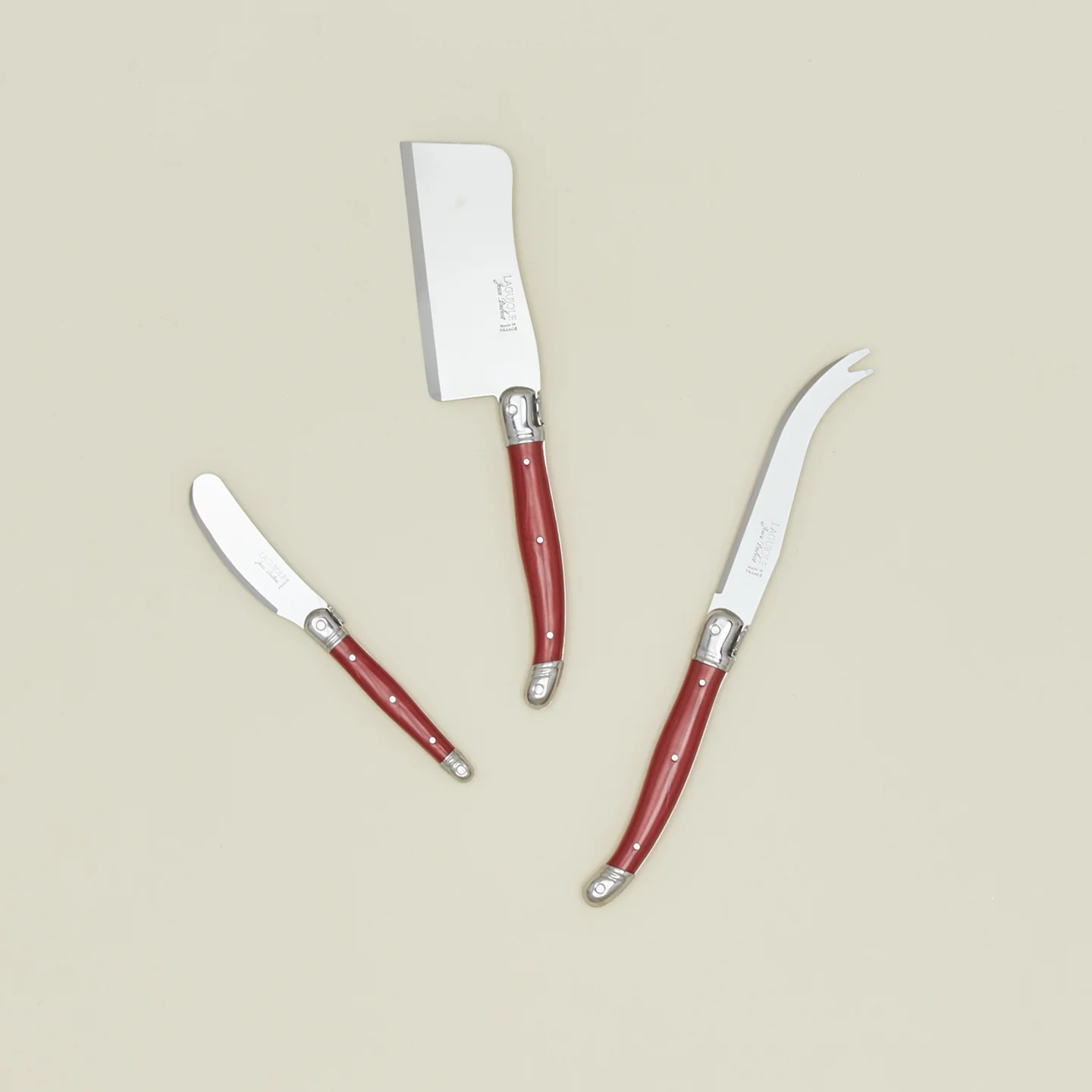 Jean Dubost Cheese Knives, Set of 3 - Red