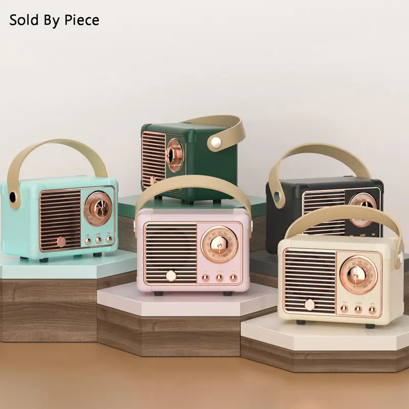 Vintage Retro Portable Bluetooth Speaker, Mini Wireless Speaker with Carry Handle & Built-in Microphone, Desktop Decor Audio for Home, Office, Travel & Holiday Gift