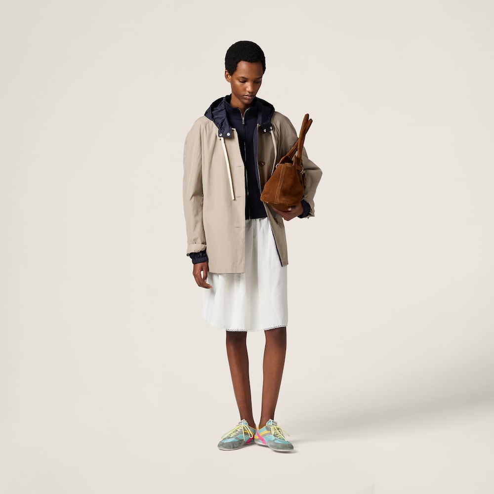 Panama cotton and technical pongé blouson jacket