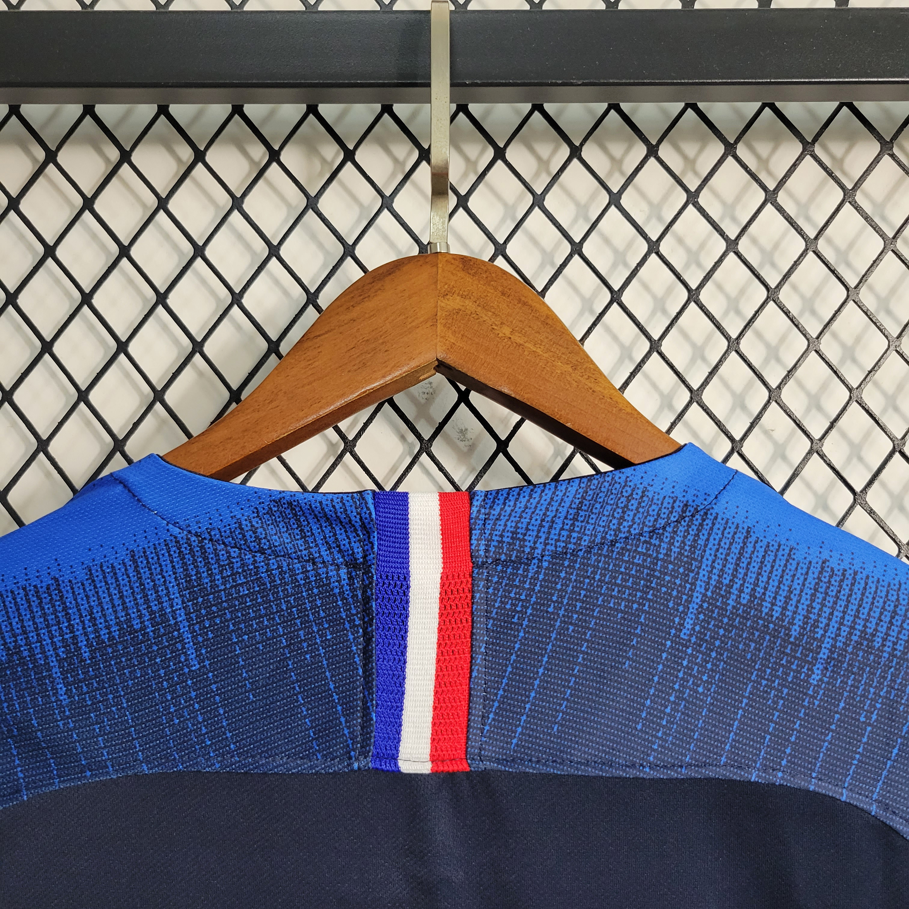 2018 France home  Retro Long  Football Shirt