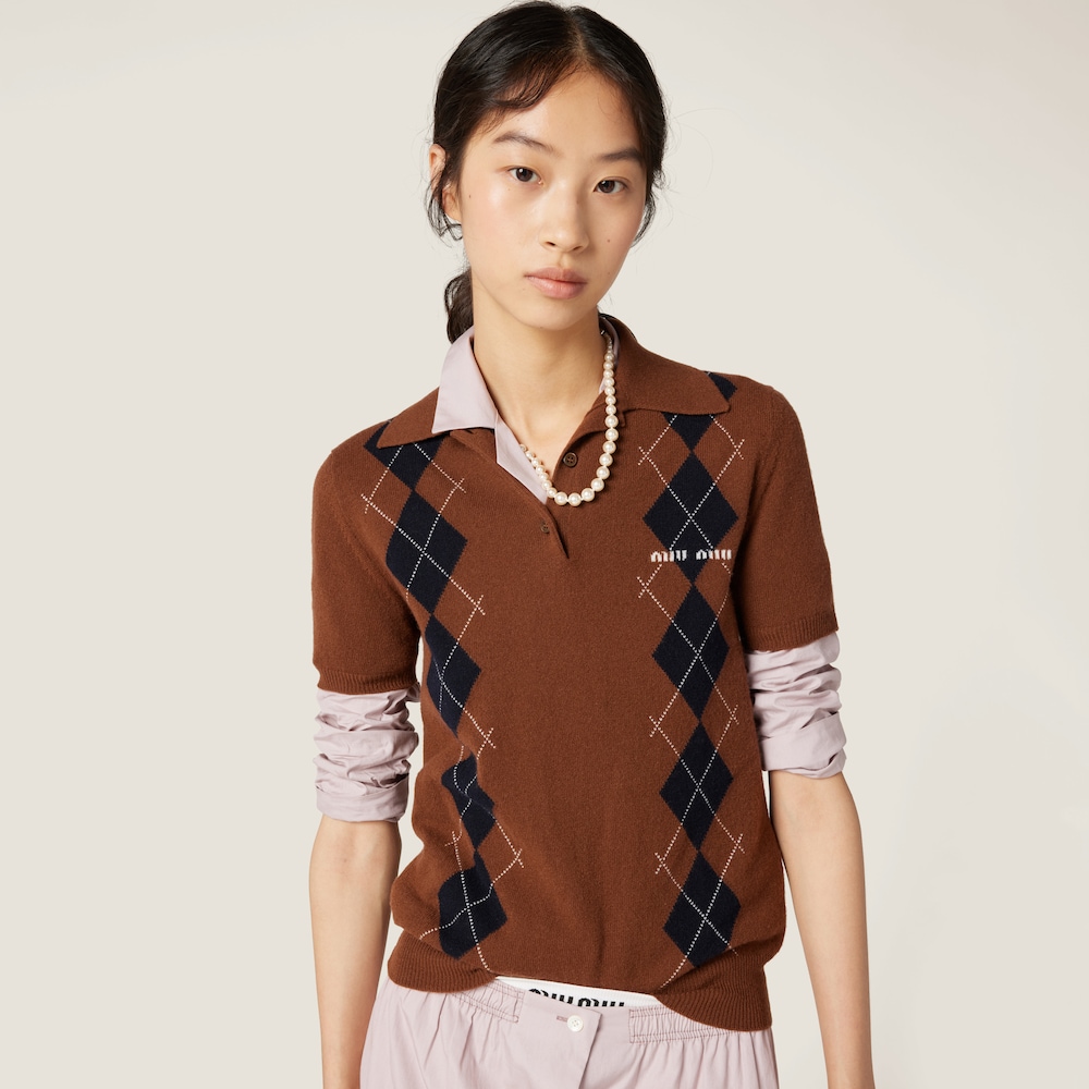 Cashmere knit polo shirt