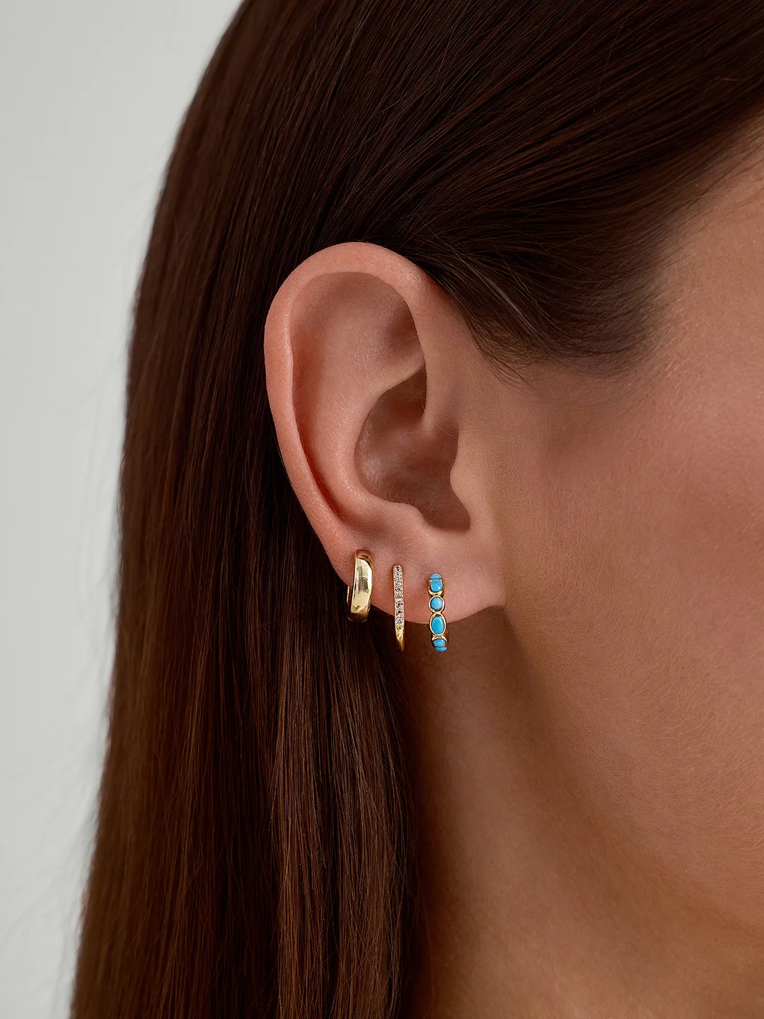 Bezel Turquoise Huggies