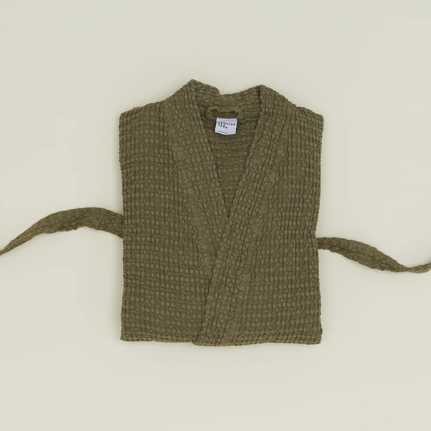 Simple Waffle Bathrobe - Olive