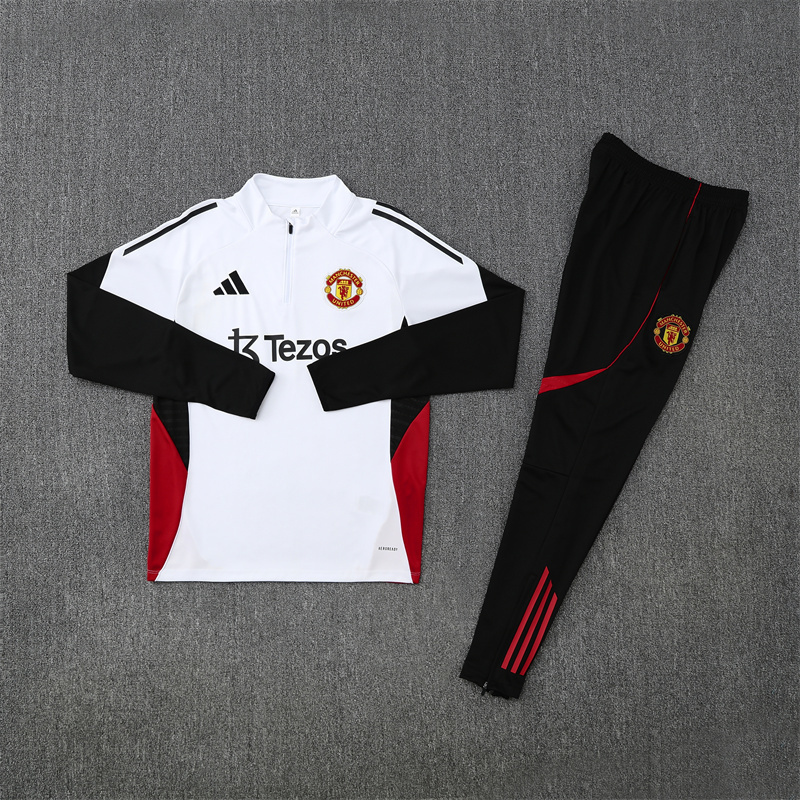 25/26 Manchester United white Half Zip Training Kit (Adult Kids Kit)