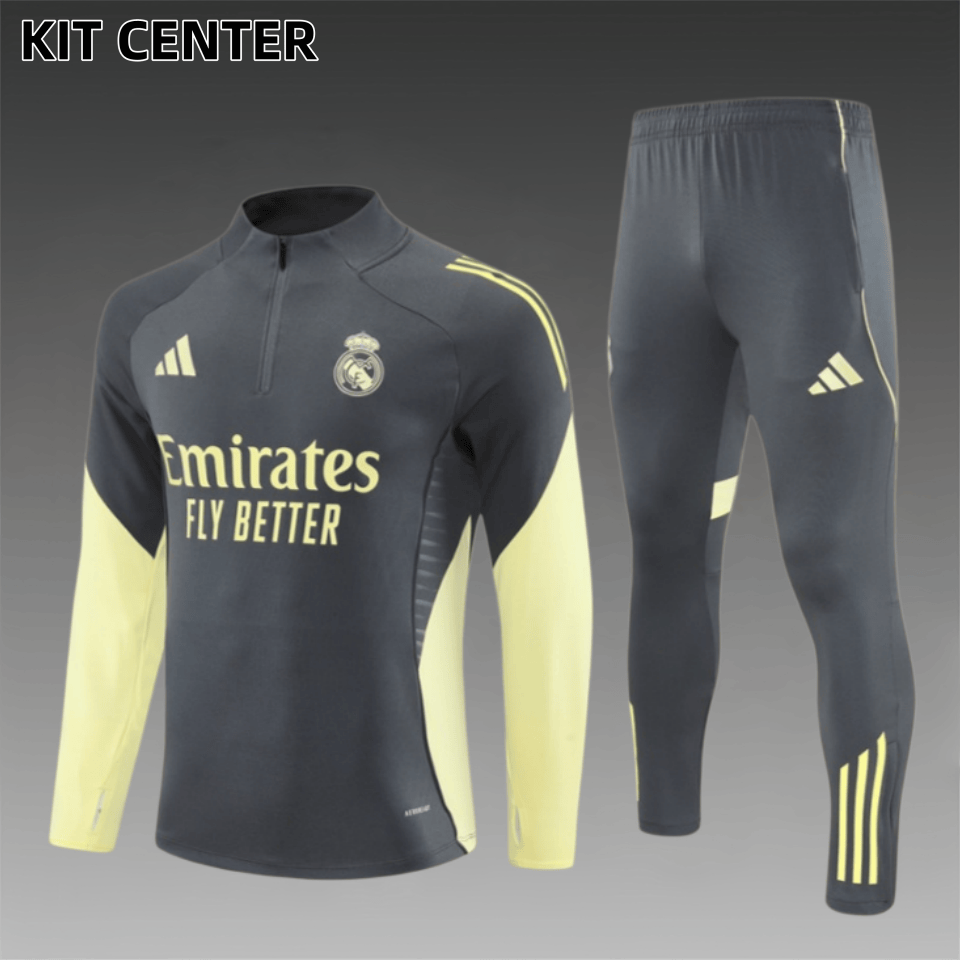 25/26 Real Madrid dark gray Half Zip Training Kit (Adult Kids Kit)