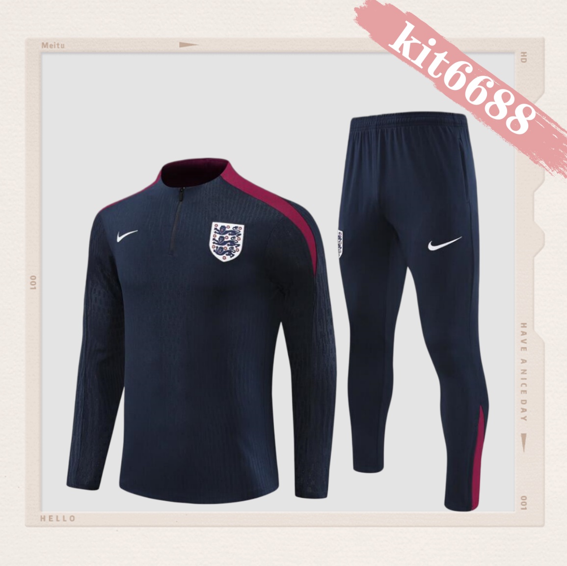 2024/2025 England Black Half Zip Training Kit -  (Adult Kids Kit)