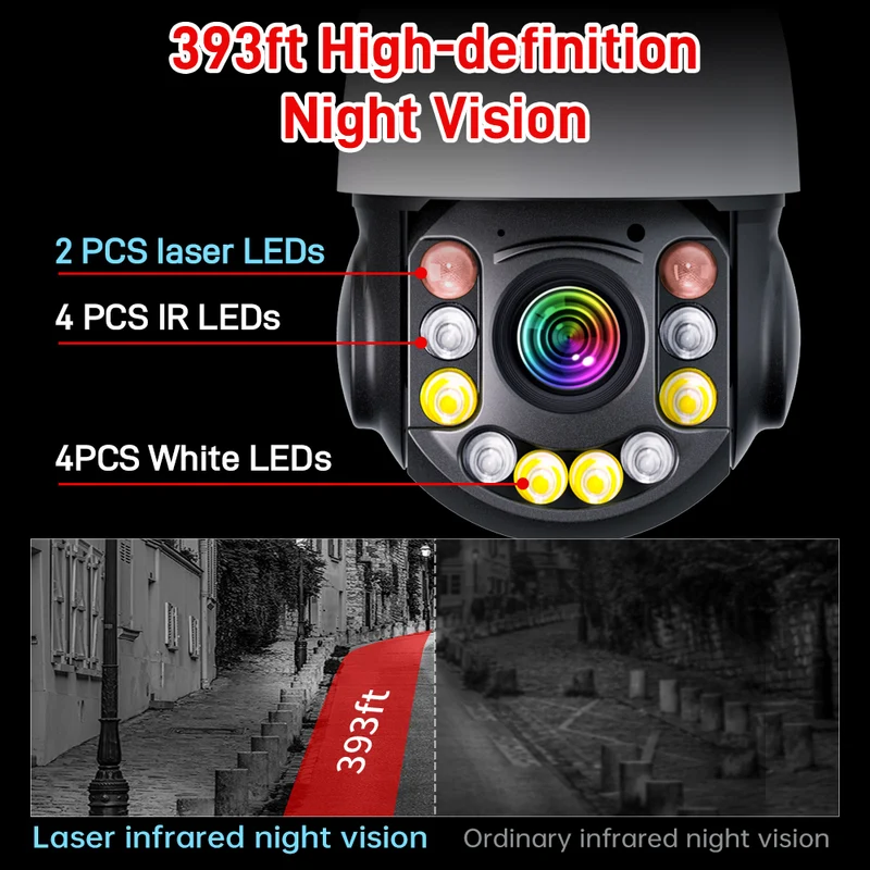 8MP 4K PTZ IP Camera Wifi / 4G 50X Zoom CCTV Wireless Outdoor AI Human Vehicle Tracking Audio Onvif Surveillance Camera iCSee