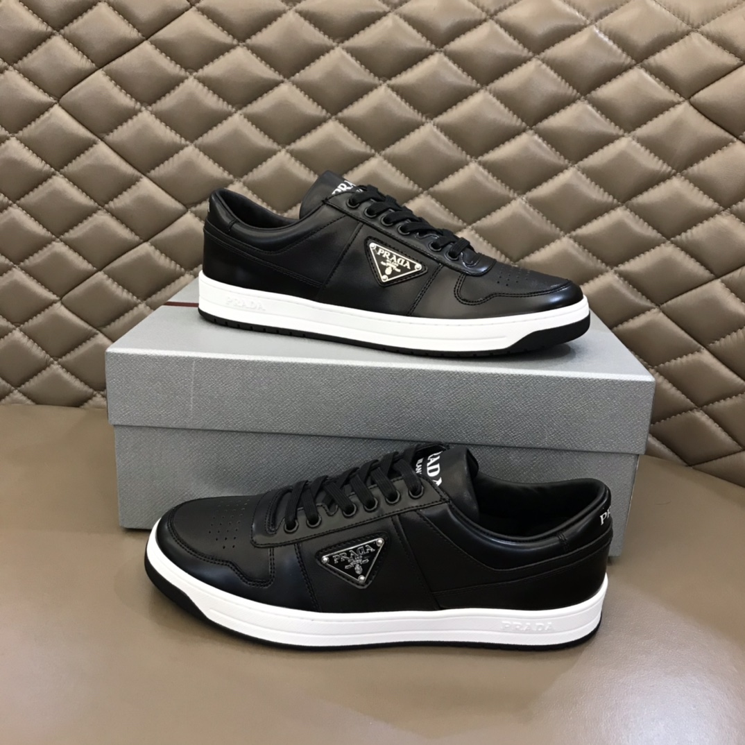 Prada Downtown Perforated Leather Sneakers