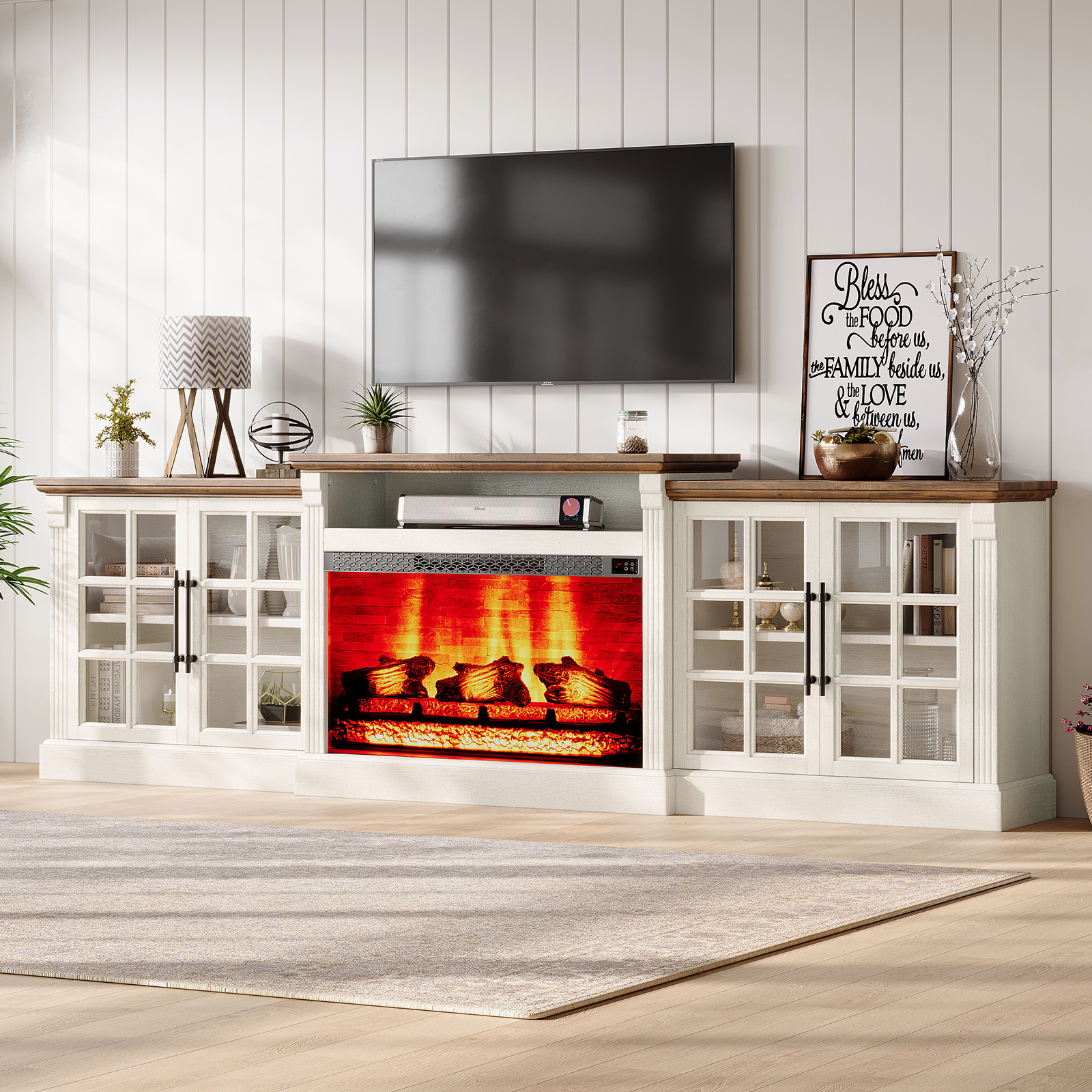 33inch TV Stand for 100inch TV, Retro-style Media Cabinet with Ample Storage Space