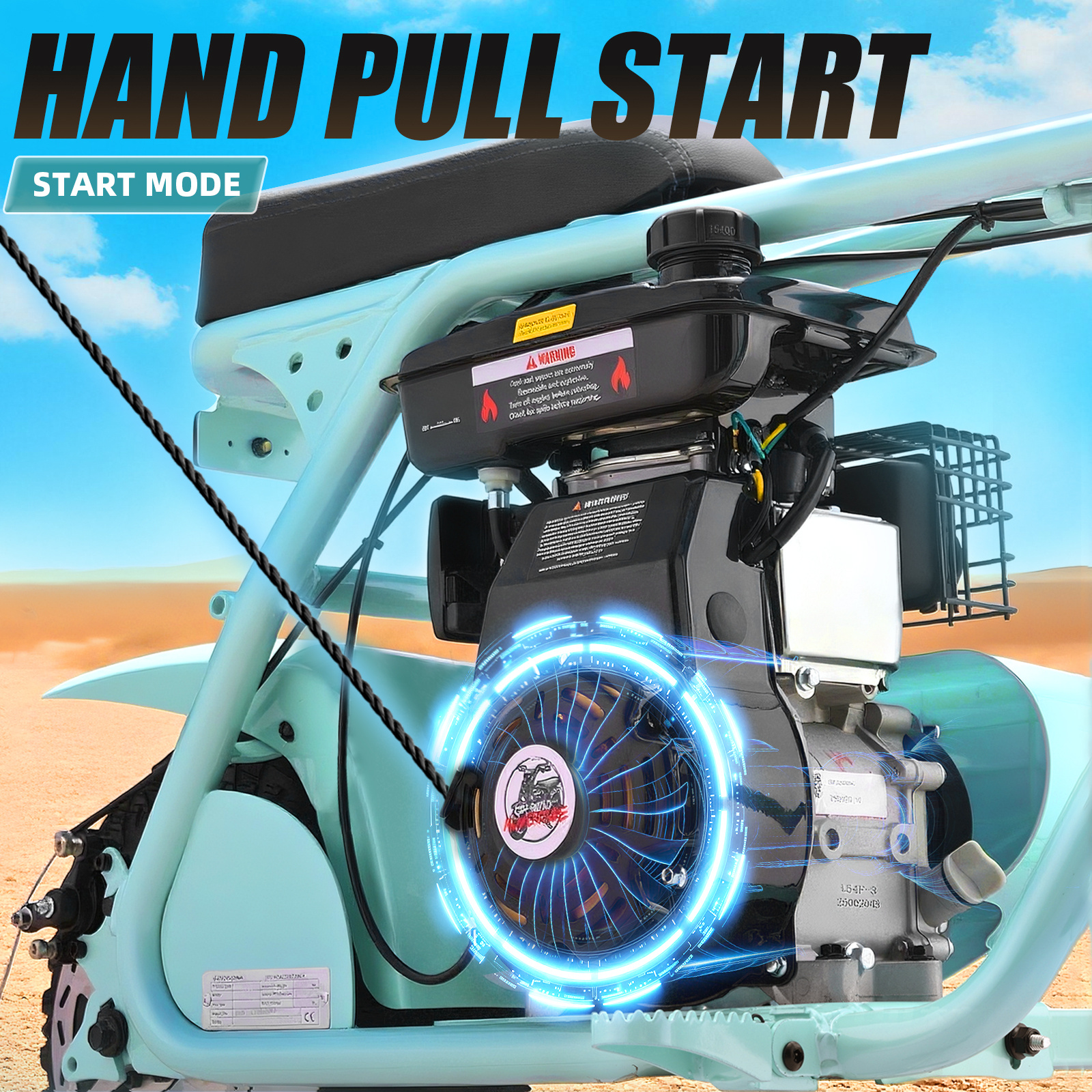 Mini off-road motorcycle, gasoline motorcycle with LED headlights, 99cc four-stroke gasoline-powered mini motorcycle, top speed 34.5 km/h, pull-start, load capacity 200 pounds, MB001 motorcycle, recommended gift