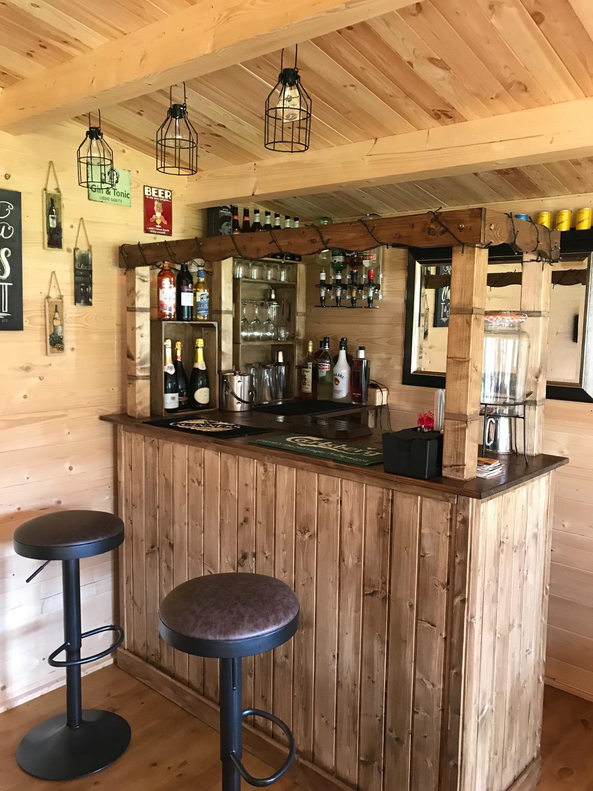 Corner Bar Counter Man Cave Home Bar Party Barware Wood Summer Cabin