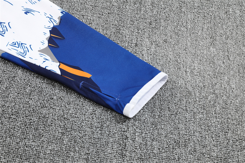 2025/2026 Real Madrid yellow and blue adult half-zip training suit (Adult Kids Kit)