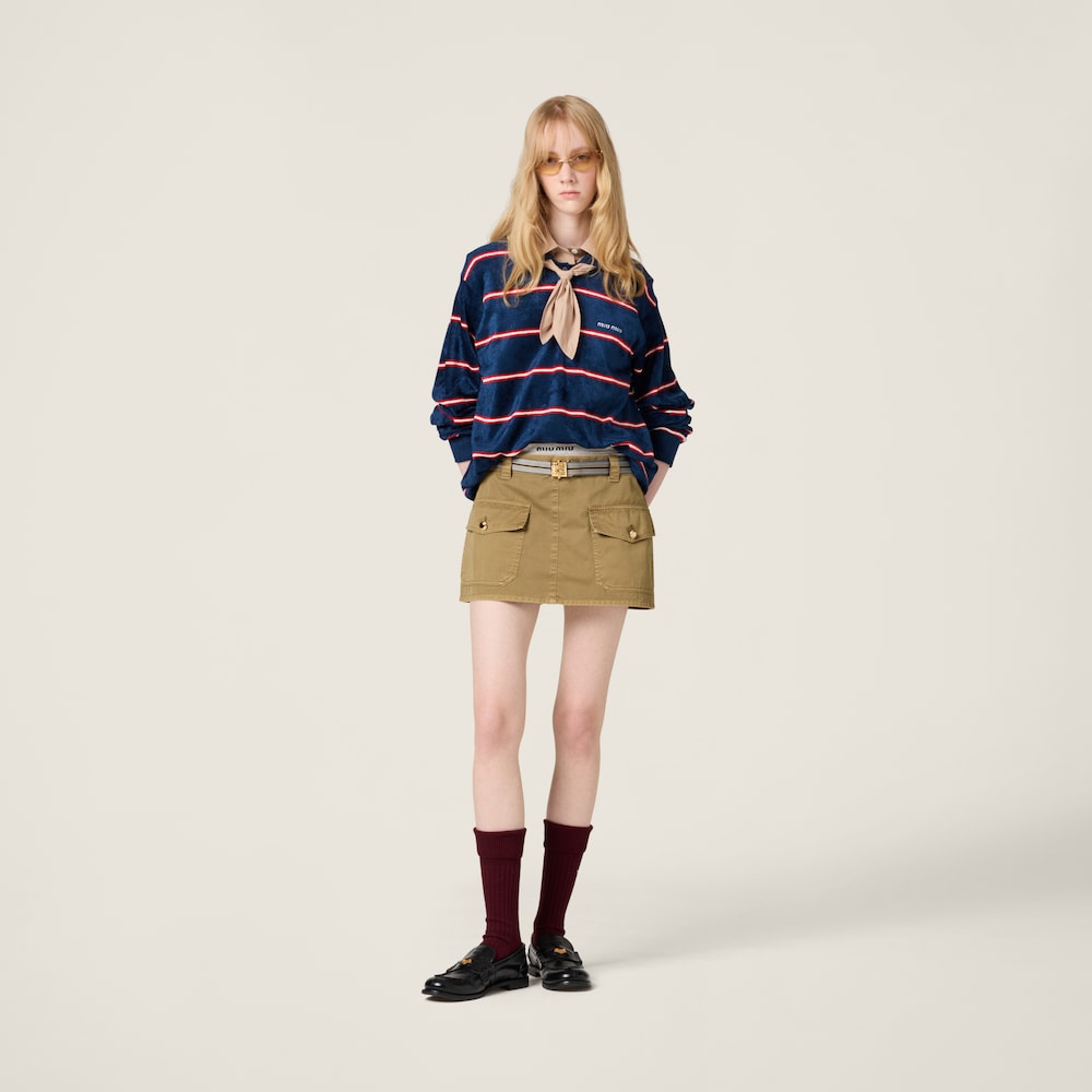 Striped viscose polo shirt