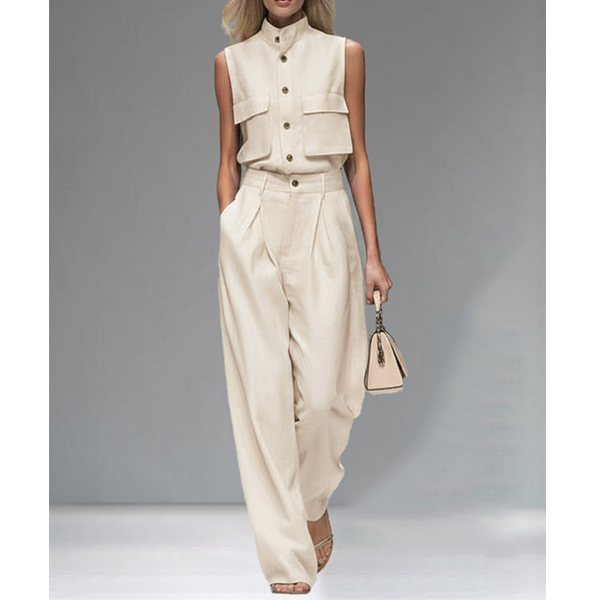 BLOUSE EN HIGH-WAIST BROEK  TWEEDELIGE SET