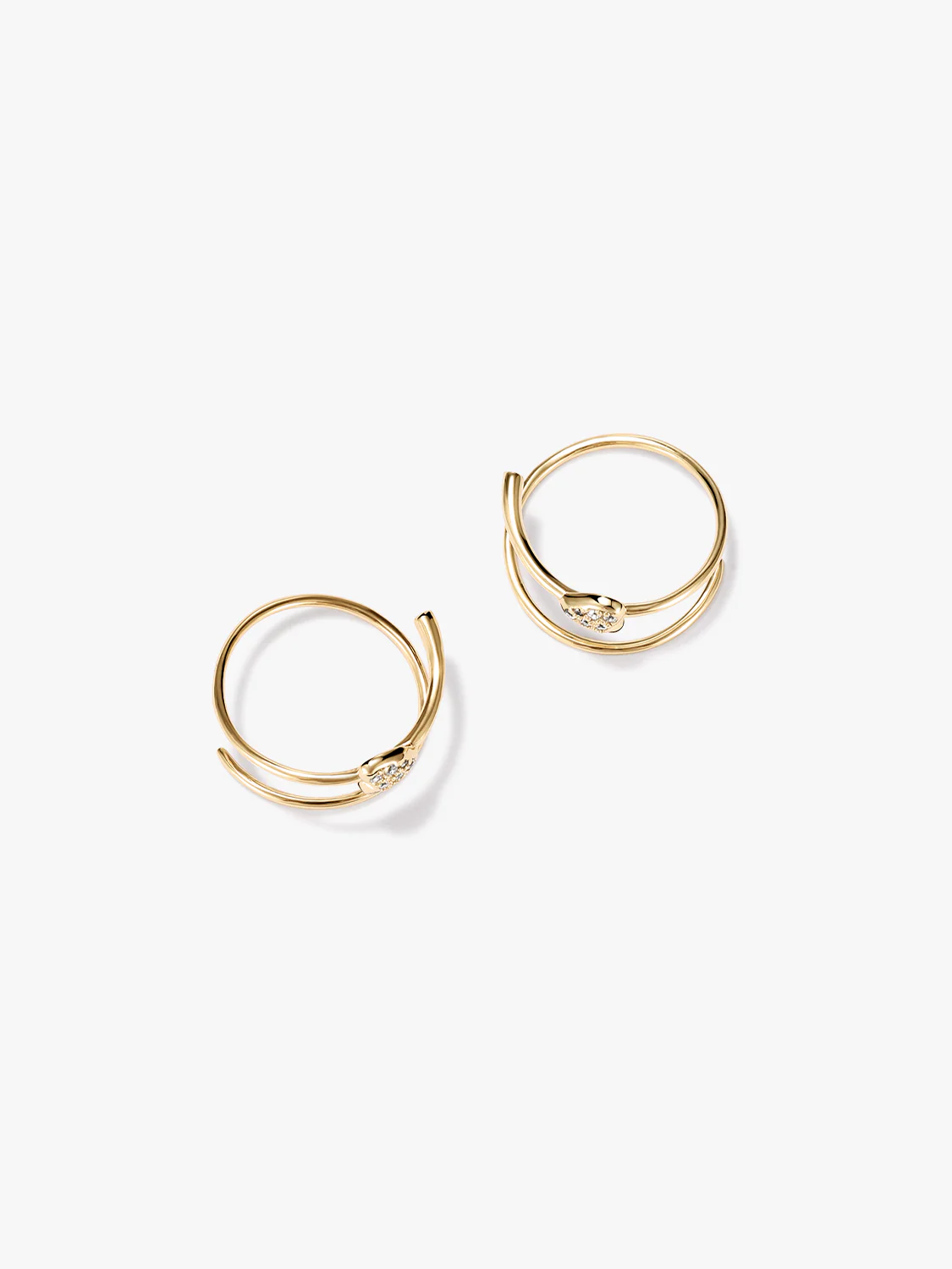 Pave Heart Double Hoops