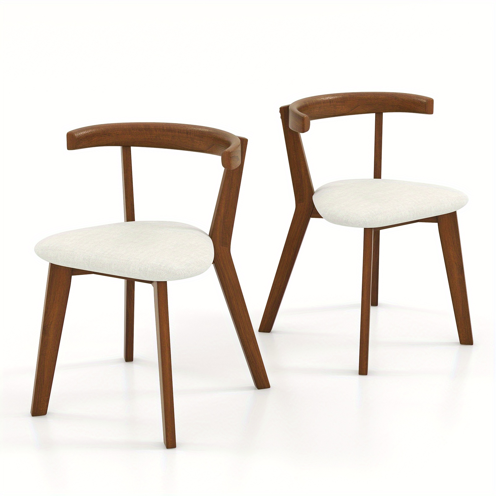 Multifunctional Wooden Dining Chair Set (2/4 pieces) - Space-saving hanging cushioned seat with curved backrest, armless rustic style living room dining chair