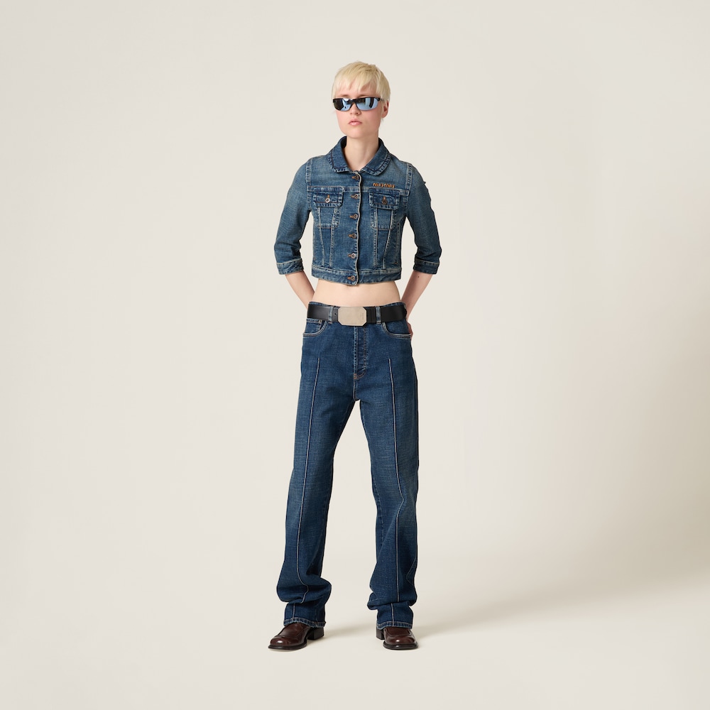 Stretch denim trousers