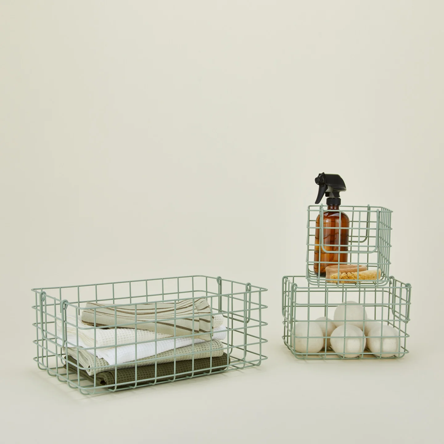 Grid Basket, Set of 3 - Sage