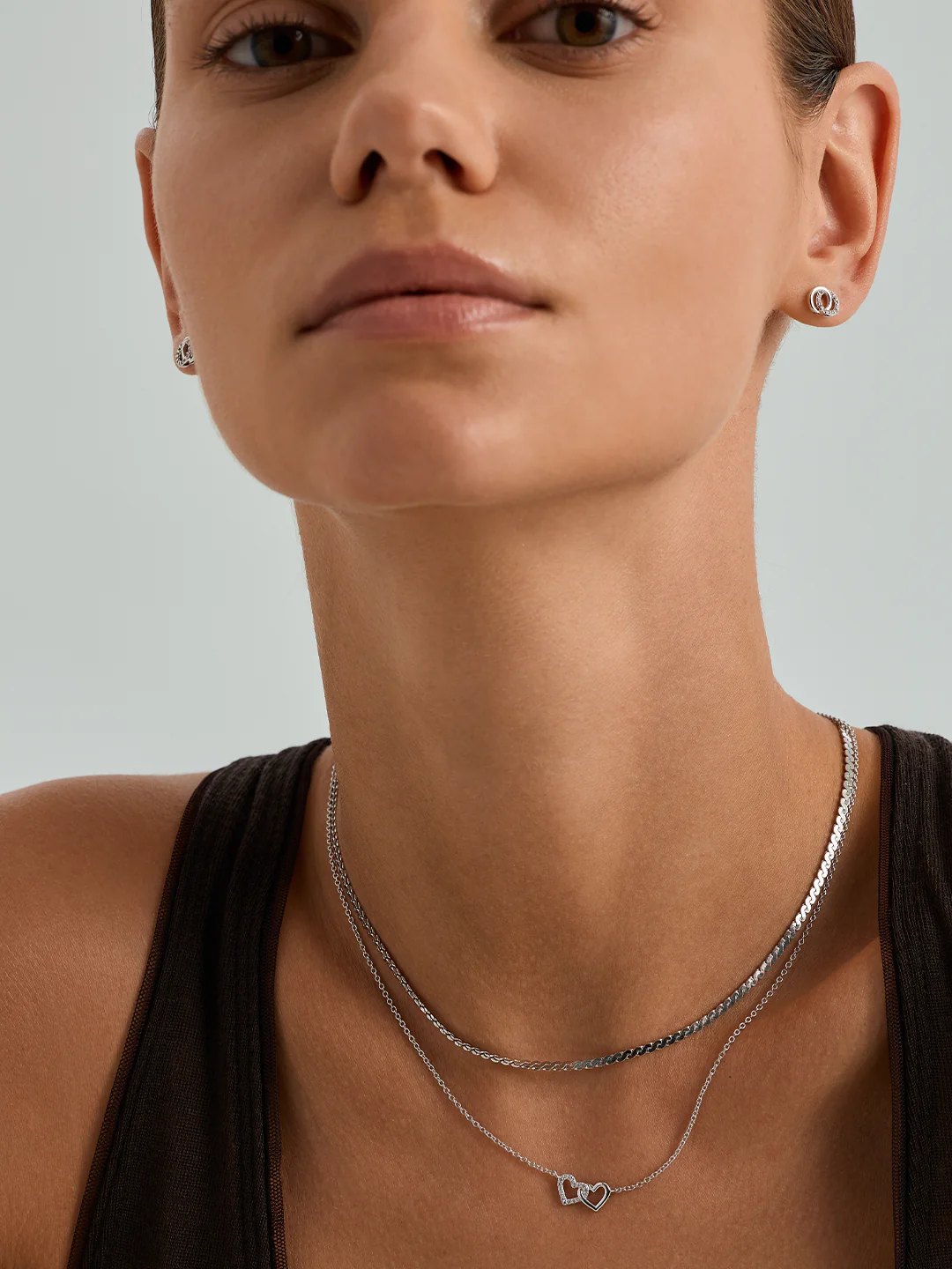 Silver Heart Linked Necklace