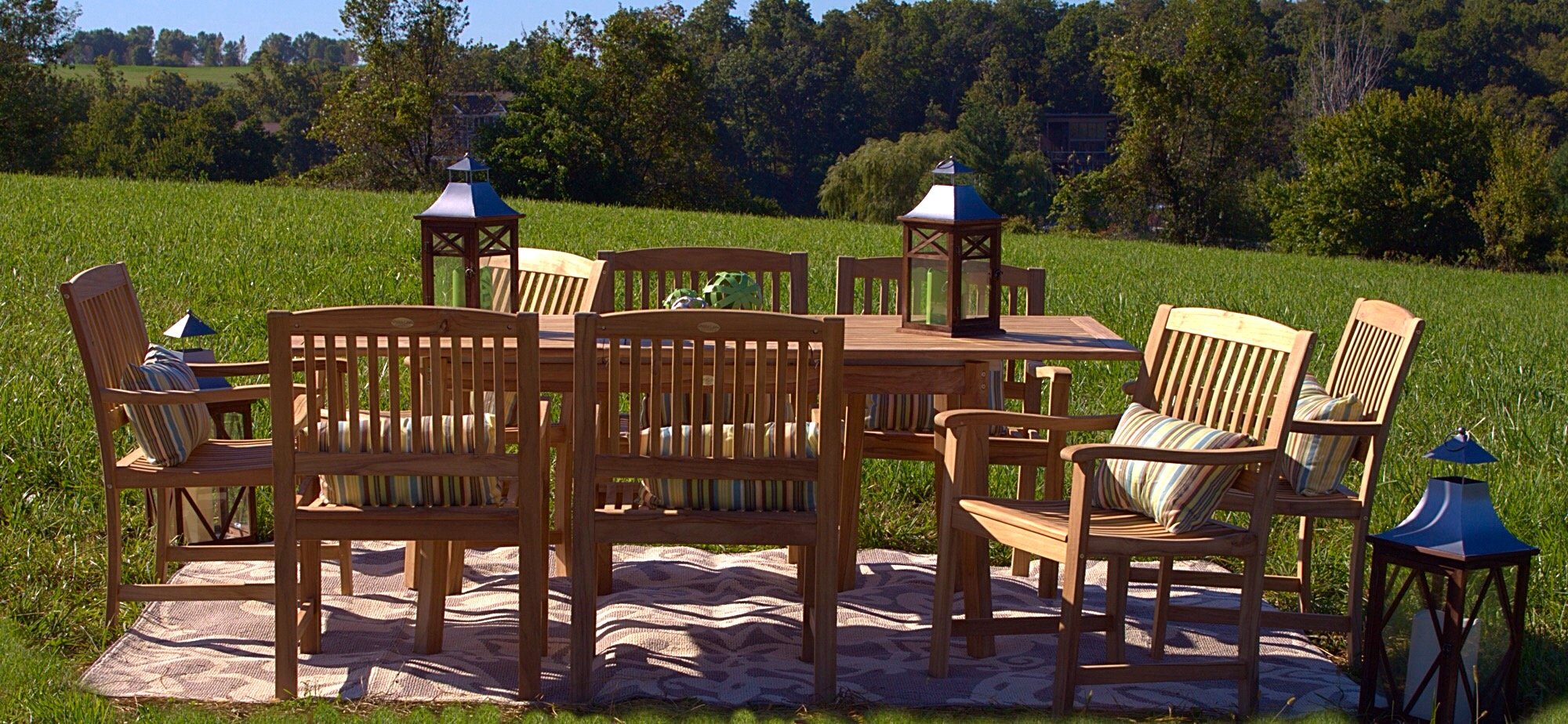 9 Piece Teak Patio Dining Set, 8 Grade A Teak Dining Chairs & 1 Extendable Dining Table