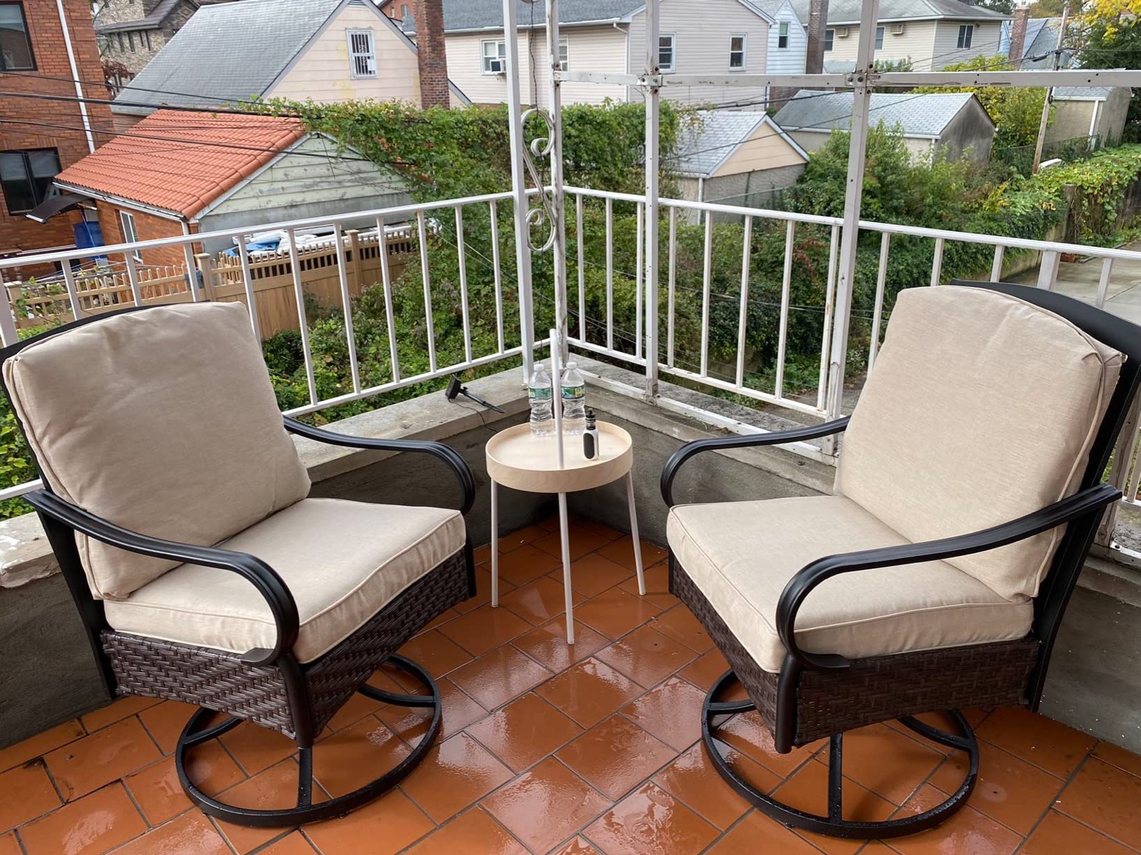 Outdoor Patio Dining Table and Chairs Set with Umbrella, Heavy Duty 8 Piece Patio Dining Set