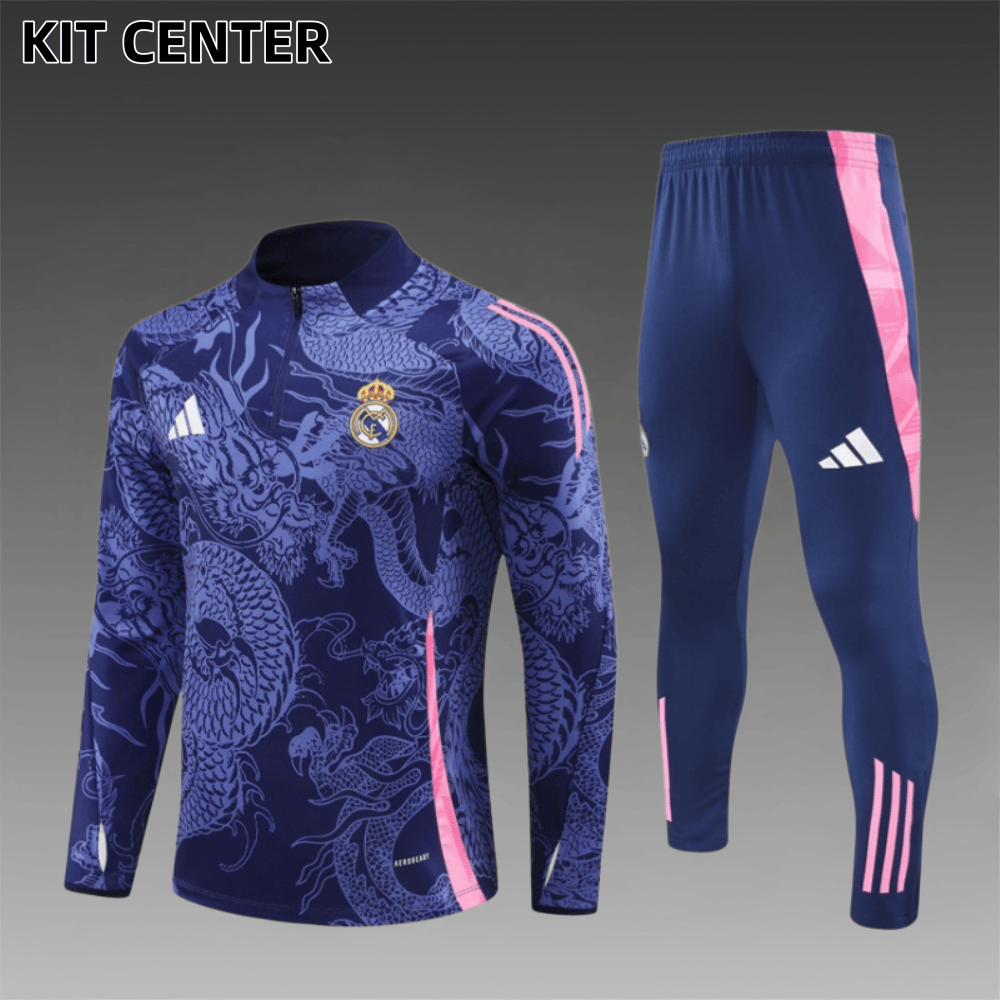 24/25 Real Madrid blue Half Zip Training Kit (Adult Kids Kit)