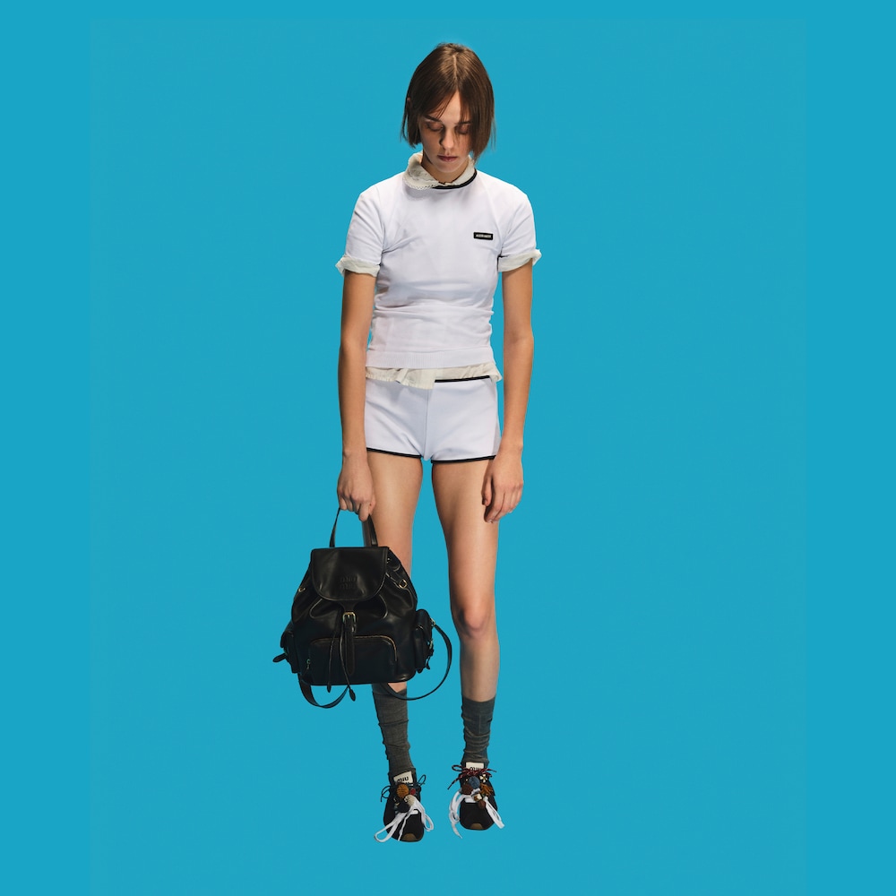 Technical yarn crew-neck sweater