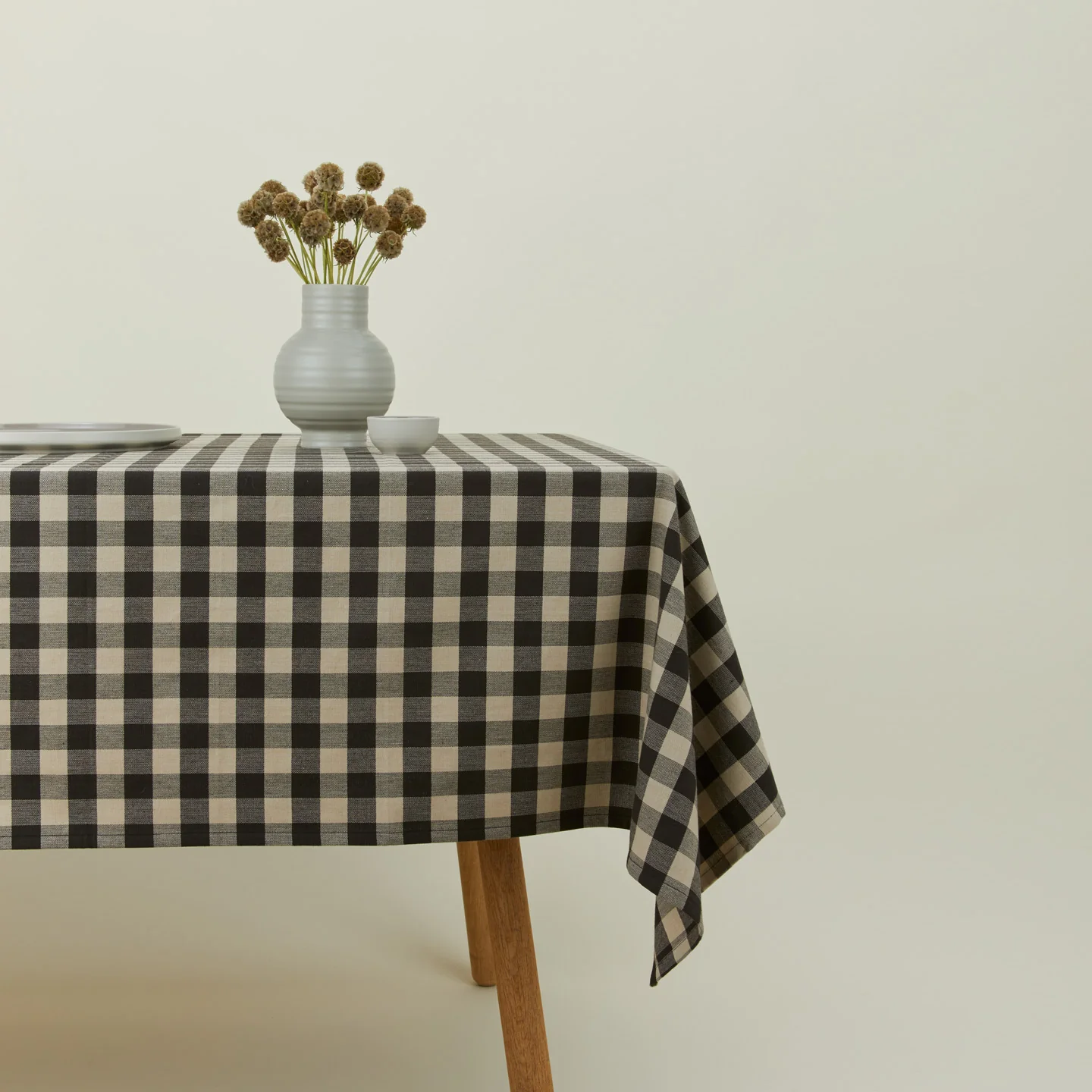 Essential Gingham Tablecloth - Light Grey/Black